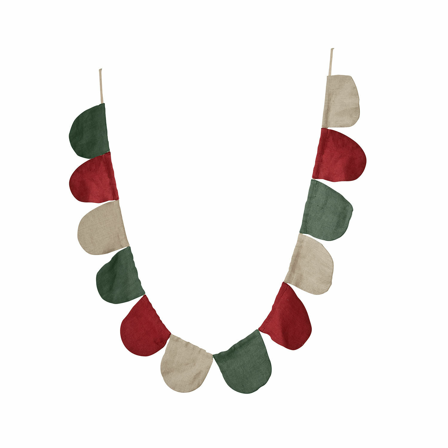 Festone Eirun Ghirlanda decorativa in cotone nei colori verde, rosso e beige per decorazioni d'interni