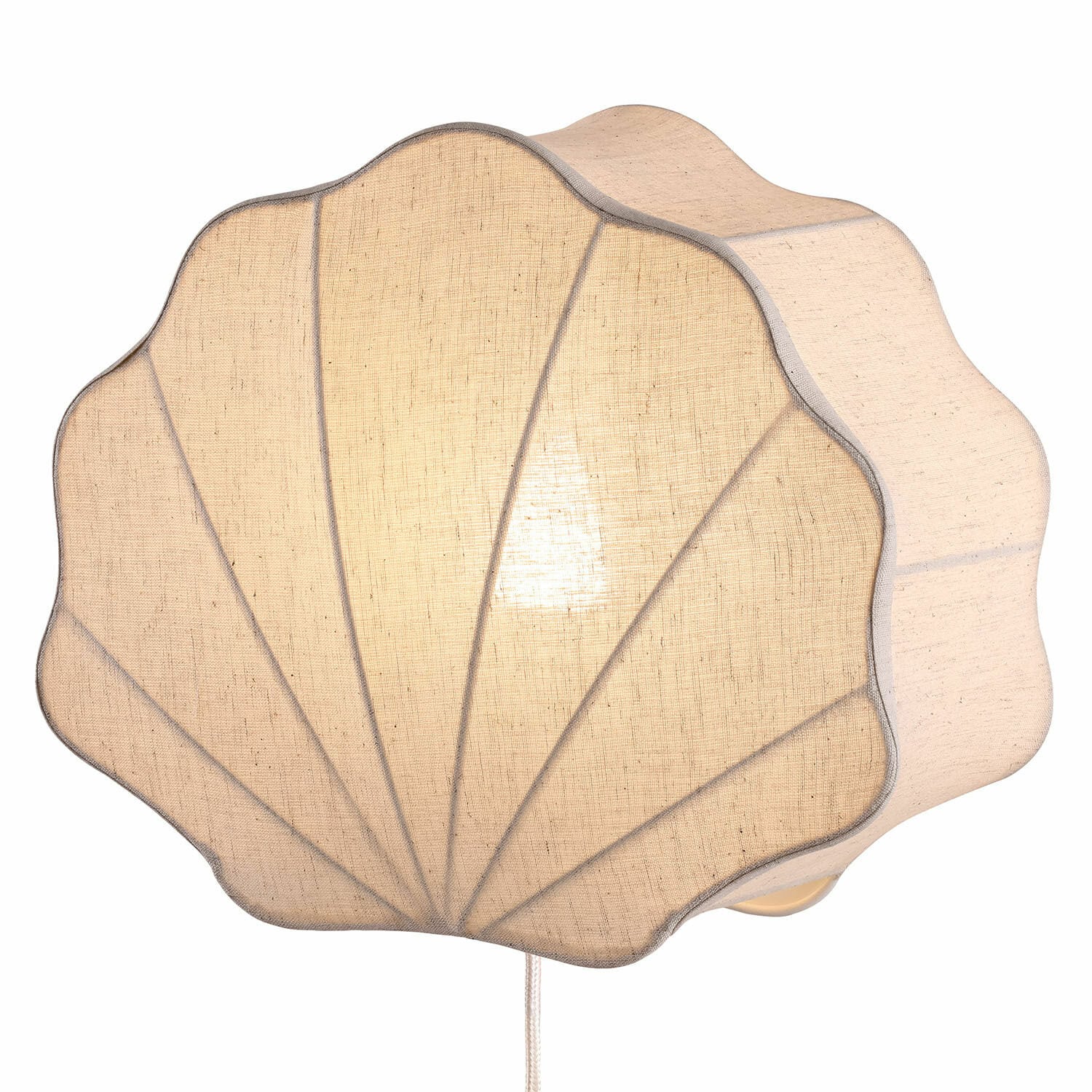 Lampada da parete Vellaro Applique a forma di conchiglia in tessuto beige, lampada decorativa per soggiorno o camera da letto