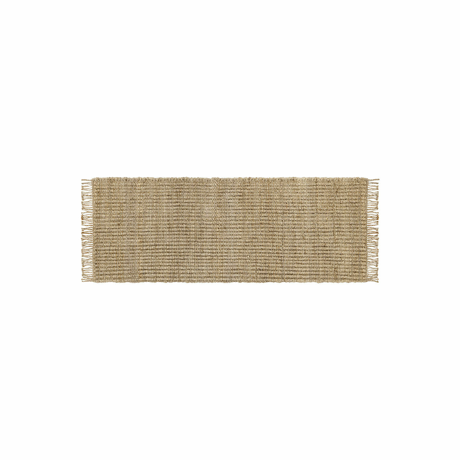 Passatoia Hermitage Tappeto beige in juta con frange ai lati, materiale naturale per decorazione d'interni