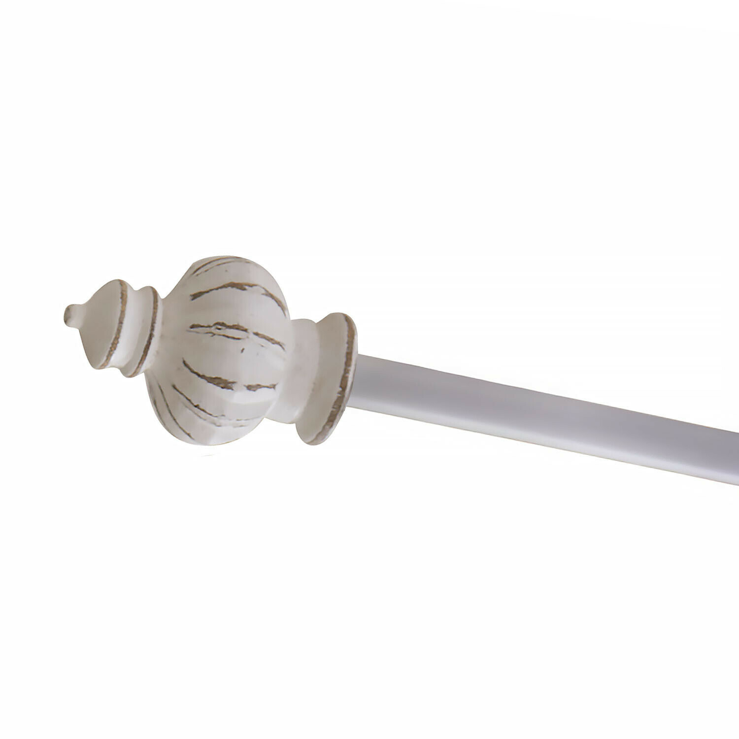 bianco antico Bastone per tende in metallo bianco con finitura antica e terminale decorativo elegante