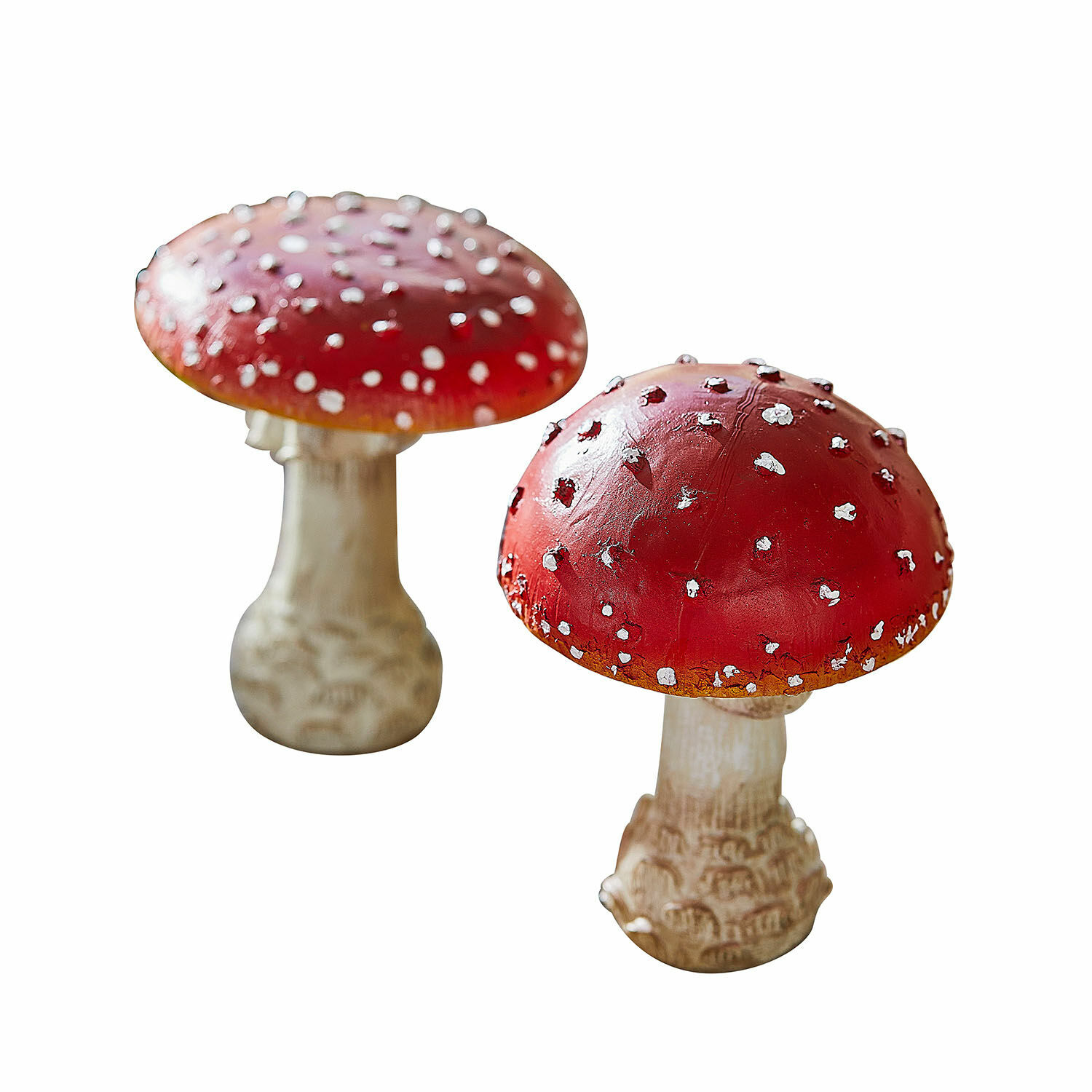 Coppia di funghi decorativi Quintelle Funghi decorativi rossi con macchie bianche per arredamento interno e giardino