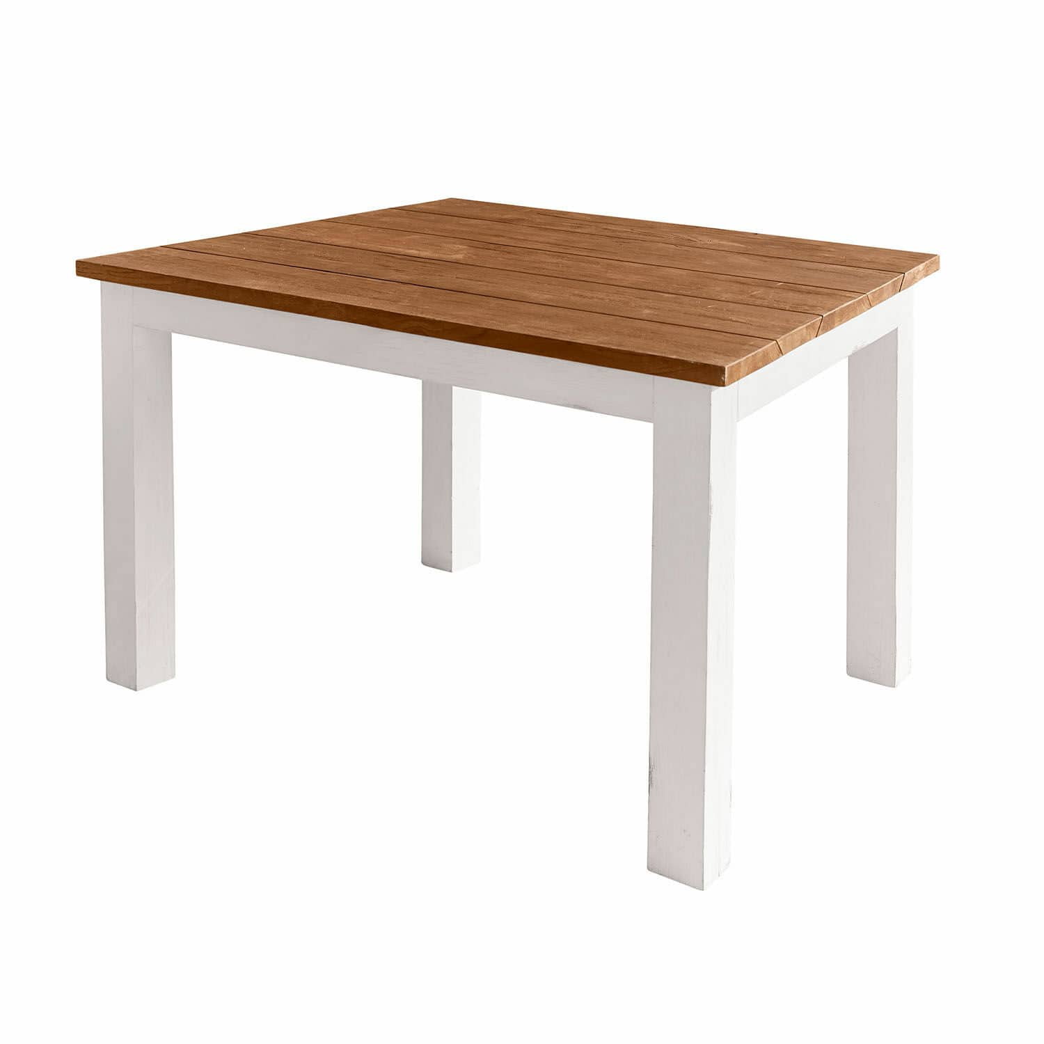 Tavolo Kirkdale Tavolo con piano in legno naturale e gambe bianche, mobile per sala da pranzo o soggiorno
