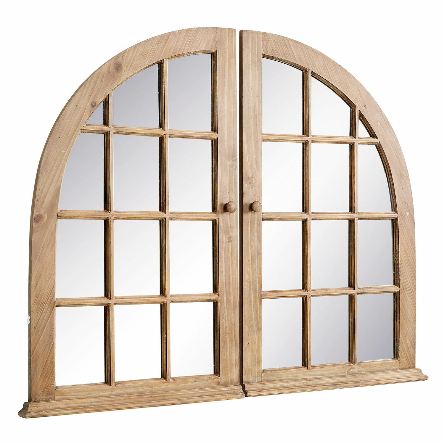 Specchio Yelvino Specchio con cornice in legno naturale ad arco e pannelli quadrati per decorazione da parete