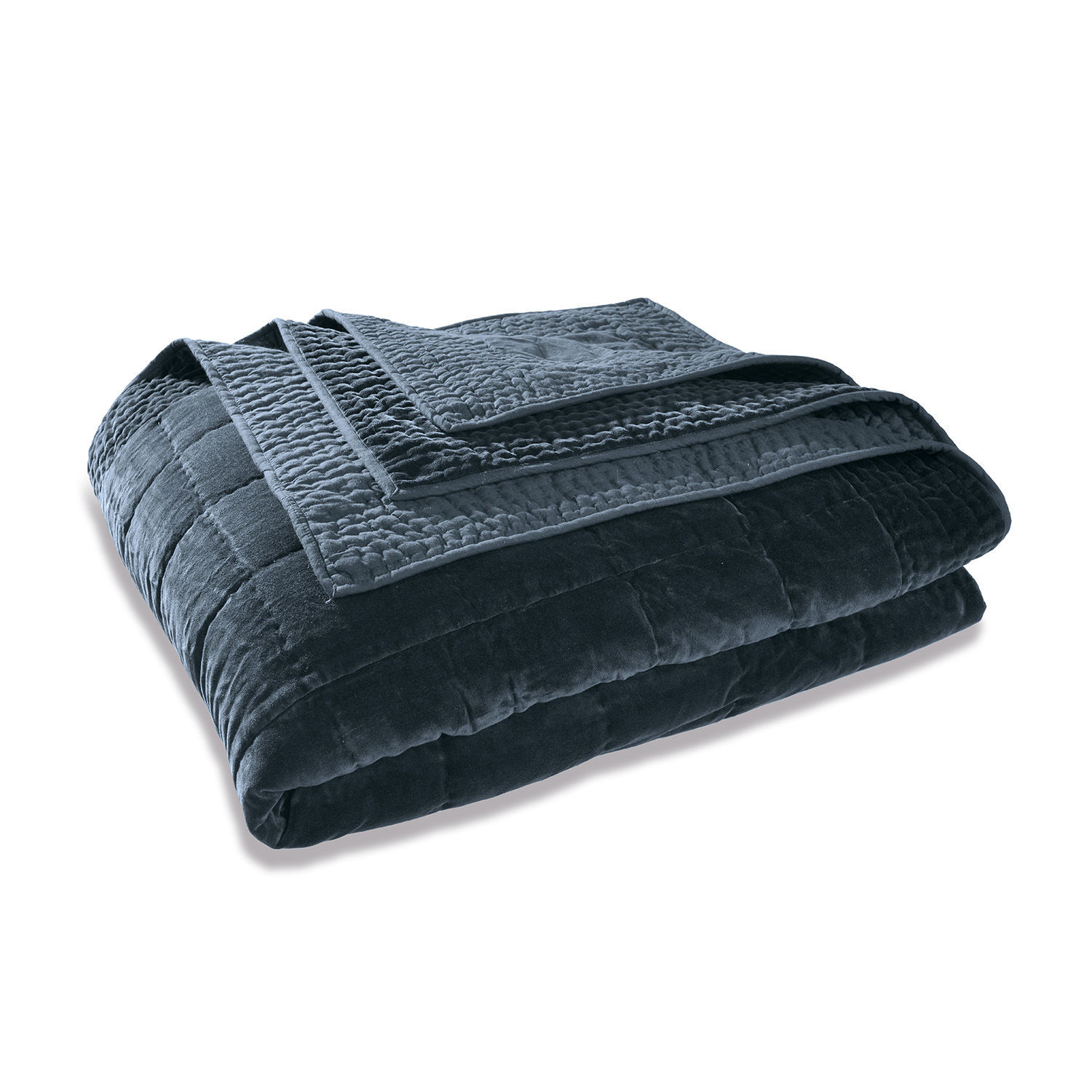 Trapunta Arasta Coperta trapuntata blu scuro in tessuto morbido piegata per la camera da letto