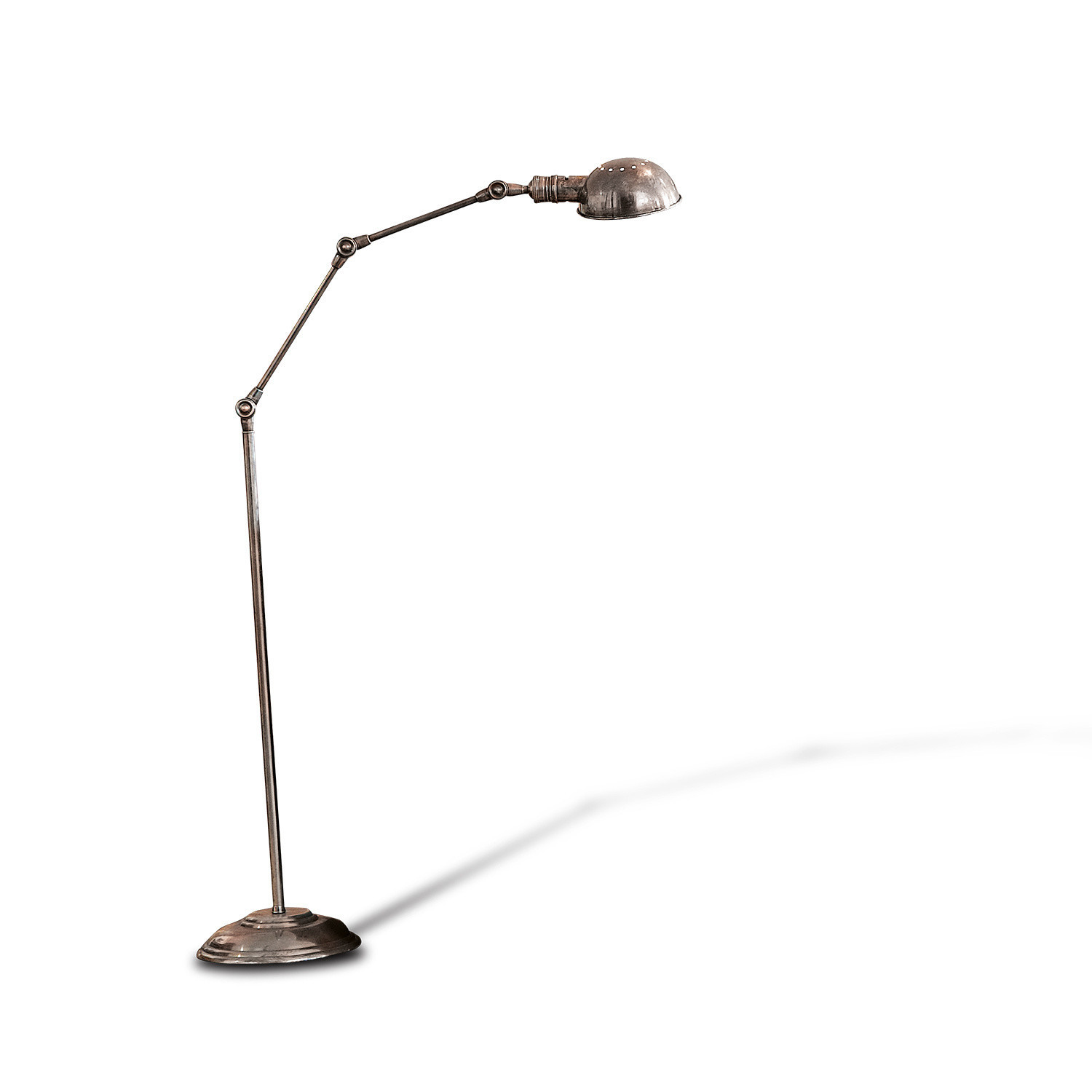 Lampada a stelo Tulsa Lampada da terra regolabile in metallo color argento patinato per illuminazione interna