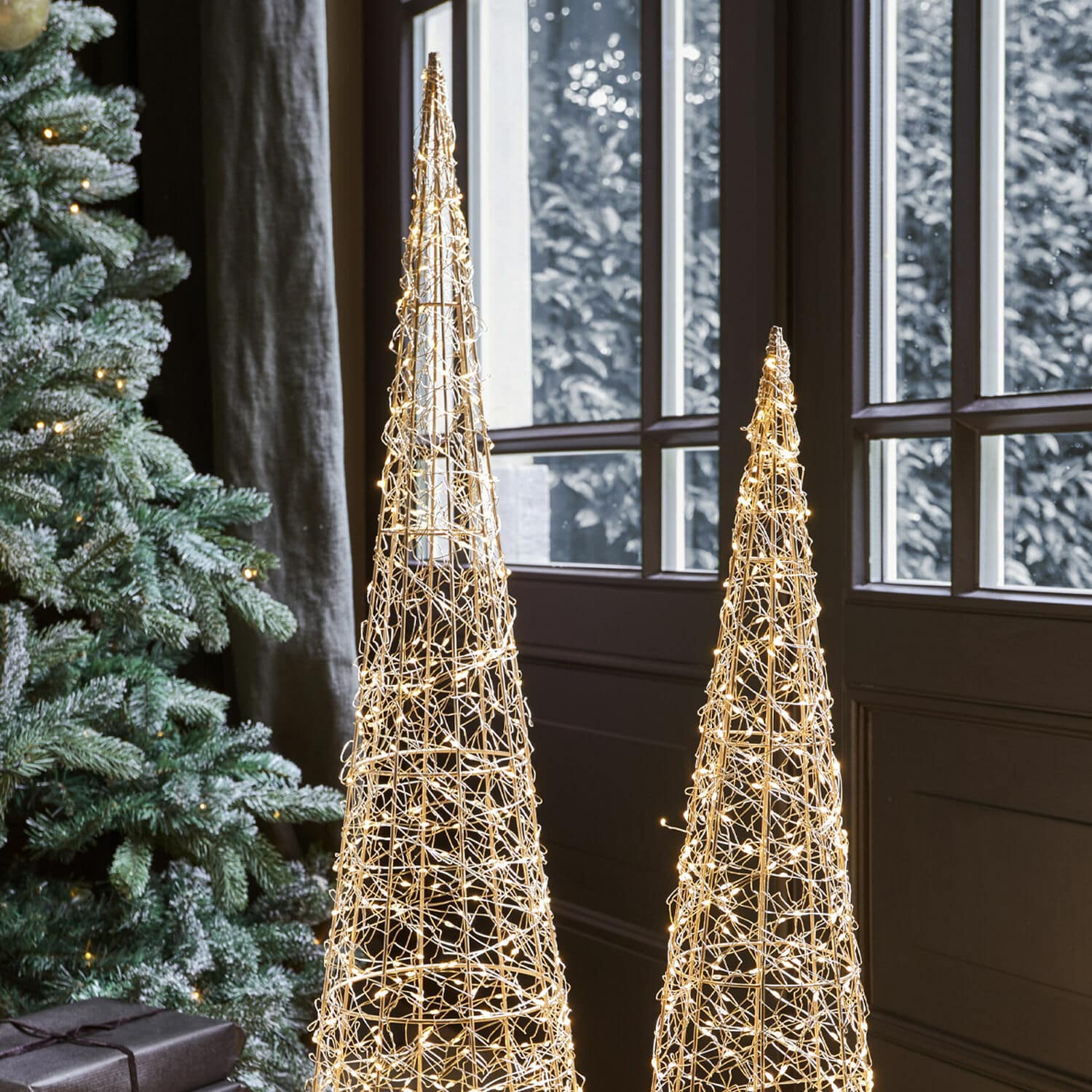 Coppia di alberelli con luci a LED Oakworth