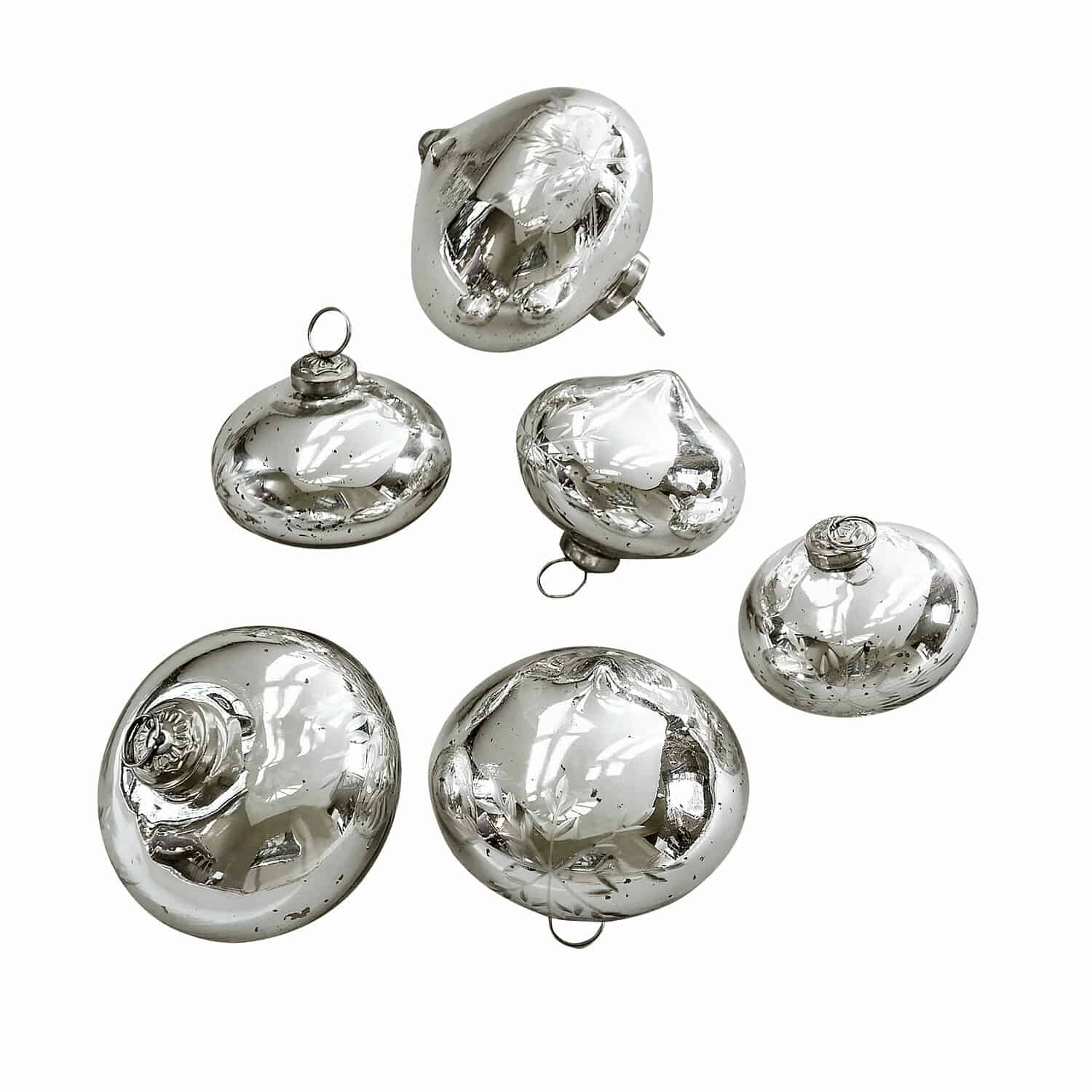 Set di 6 palline natalizie Isaulie Sei decorazioni natalizie in vetro argentato con forme irregolari per l'albero di Natale
