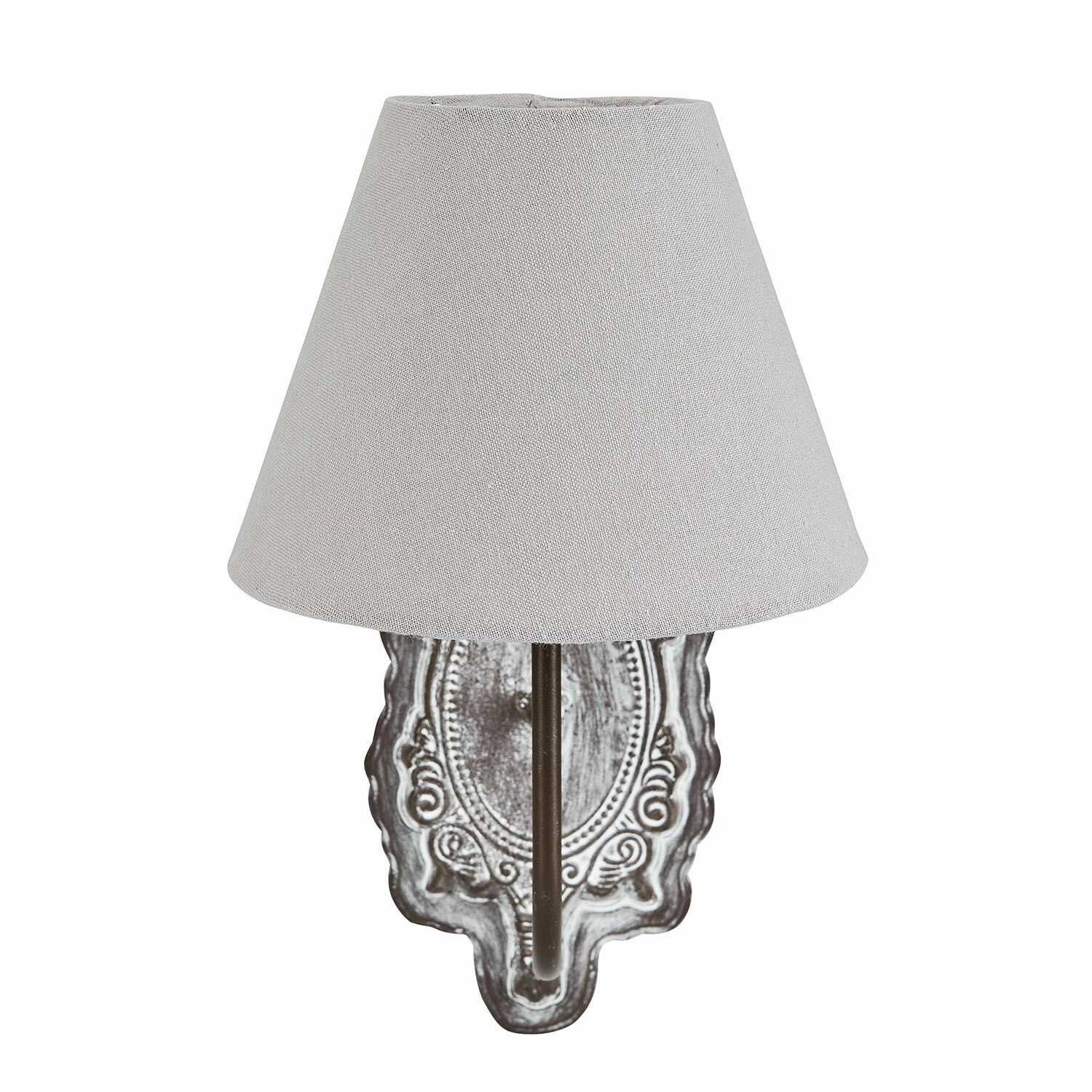 Lampada da parete Abondant Applique da parete con base in metallo e paralume grigio in tessuto per illuminazione interna