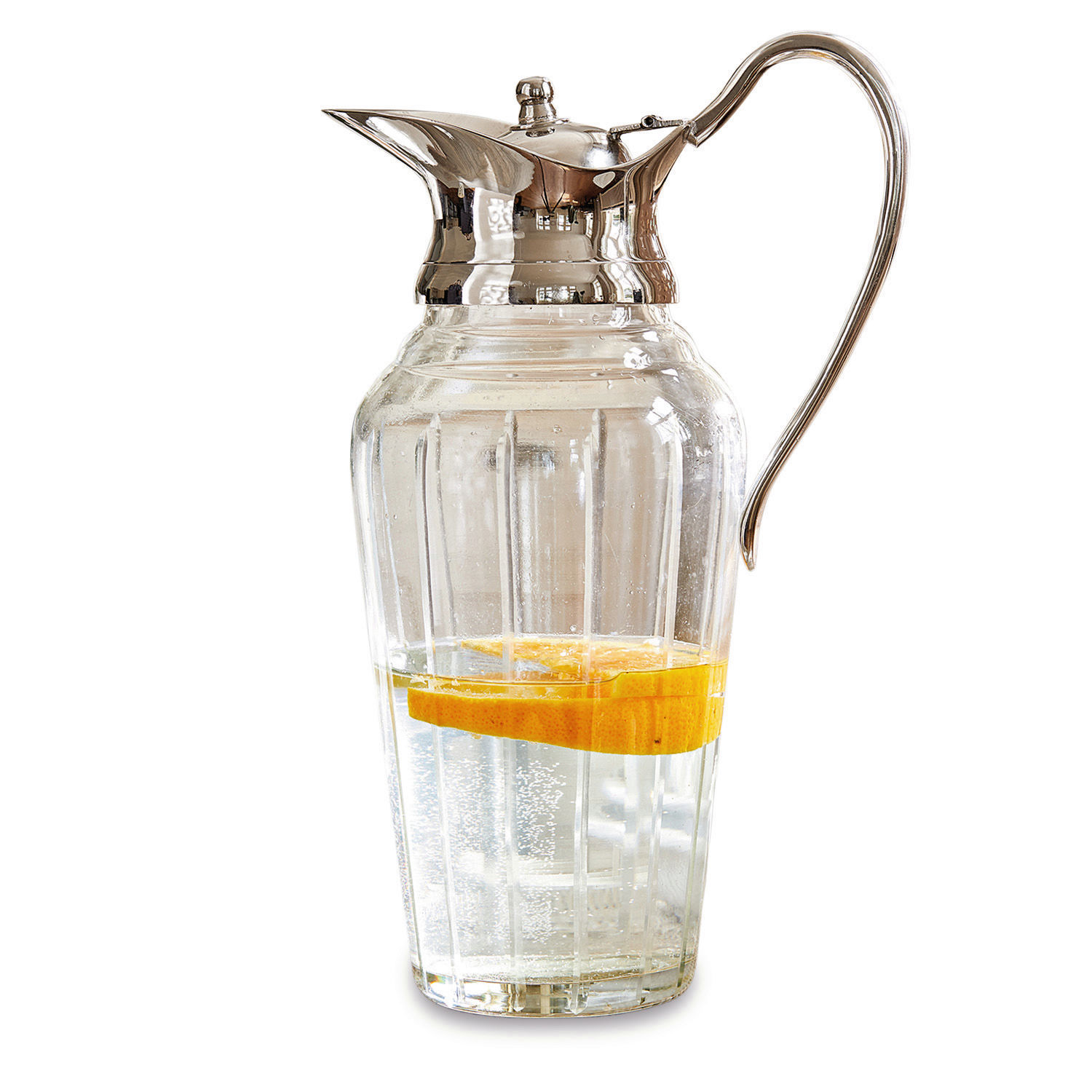 Caraffa Braux Caraffa in vetro con coperchio e manico in metallo, trasparente con fetta d'arancia, per bevande