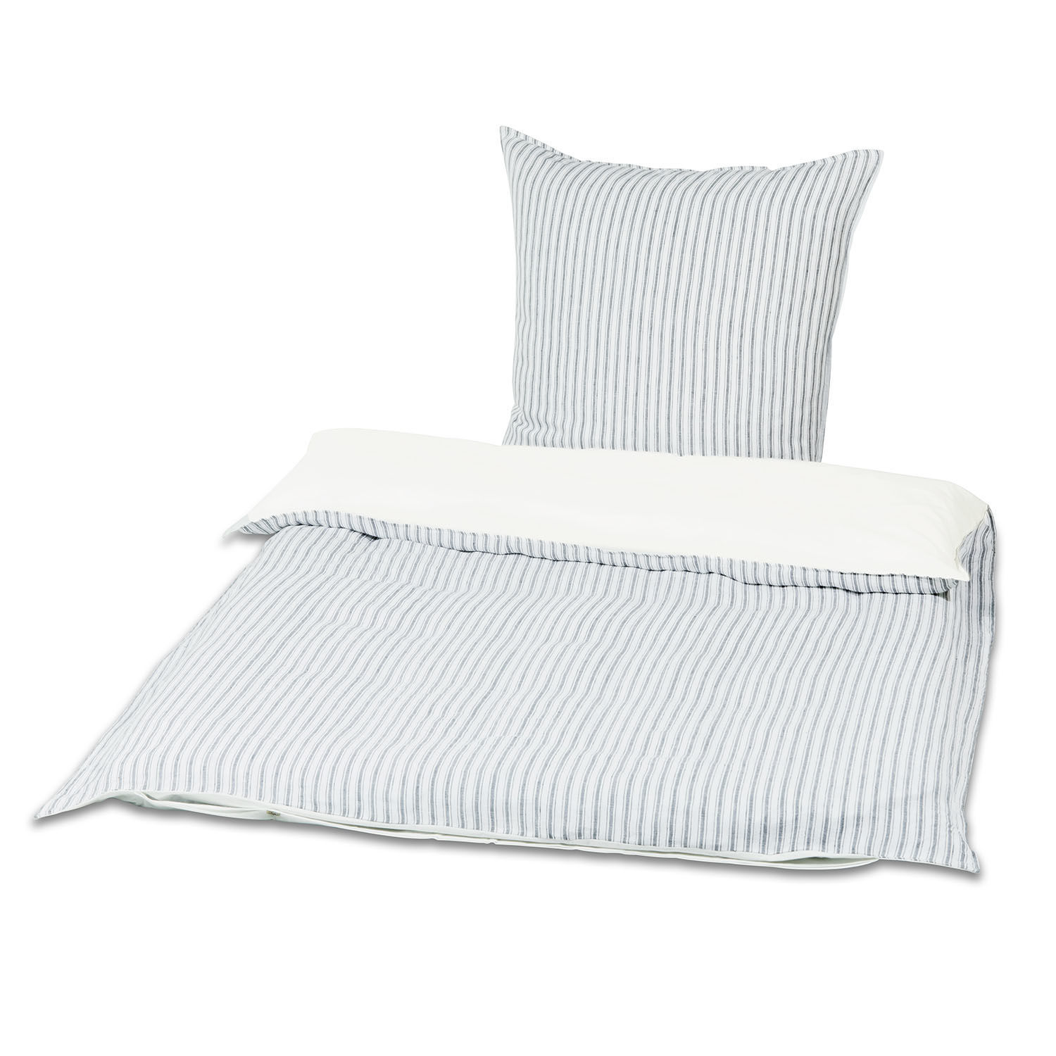 Biancheria da letto Stripes Biancheria da letto in cotone a righe grigie su sfondo bianco, morbida e confortevole per la camera