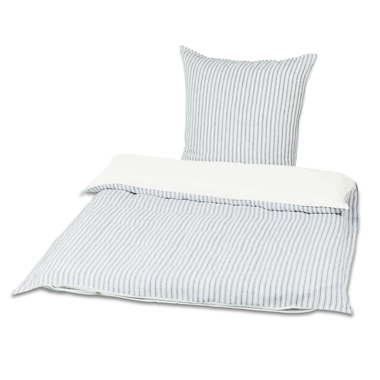Biancheria da letto Stripes Biancheria da letto in cotone a righe grigie su sfondo bianco, morbida e confortevole per la camera