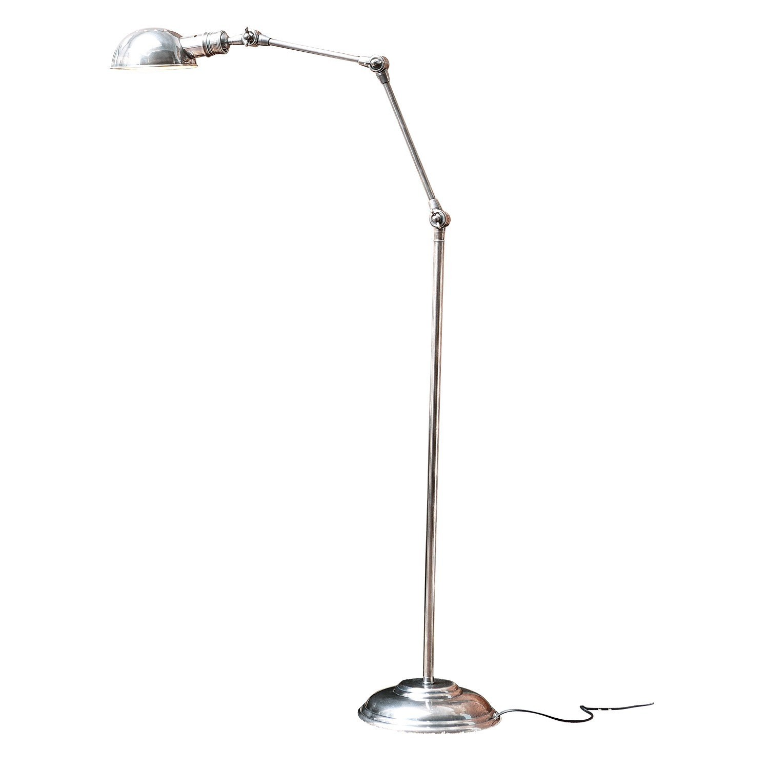 argento antico Lampada da terra Tulsa in argento antico con braccio regolabile e base metallica per luce flessibile