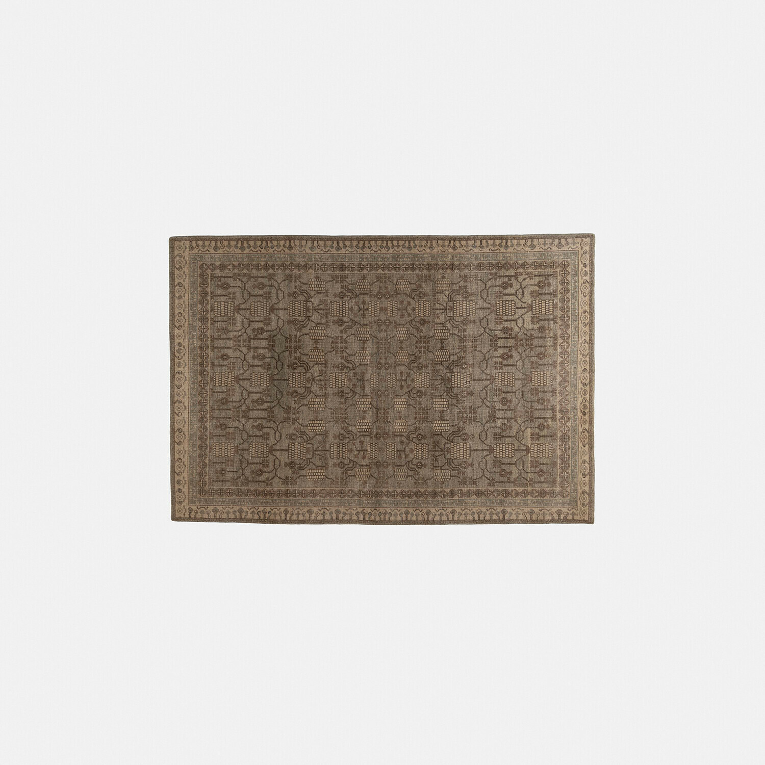 Tappeto Hélavor Tappeto marrone con motivo geometrico e bordo beige, decorazione elegante per pavimenti