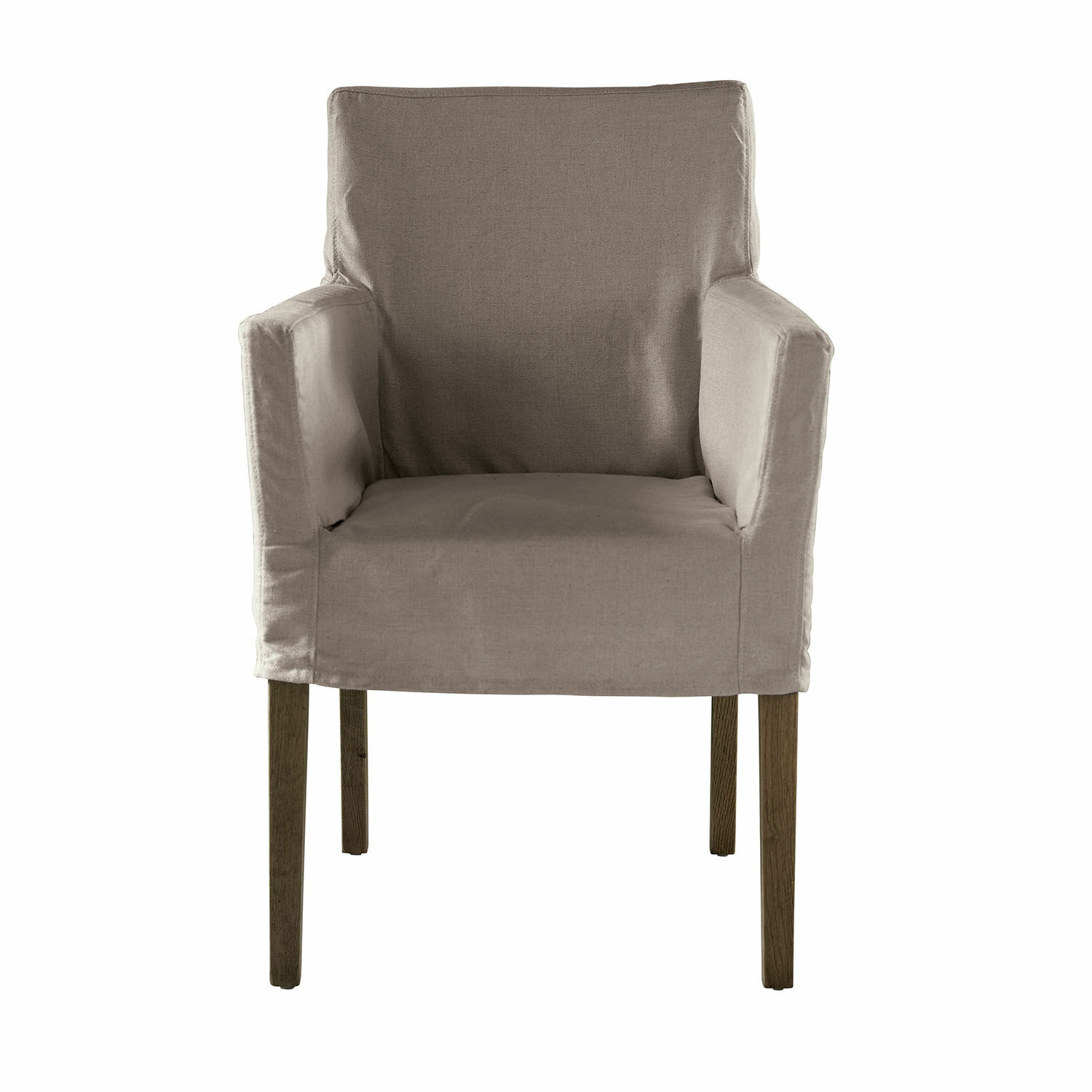 grigio/marrone Poltrona Longhill grigia in tessuto con gambe in legno marrone, sedia comoda per soggiorno