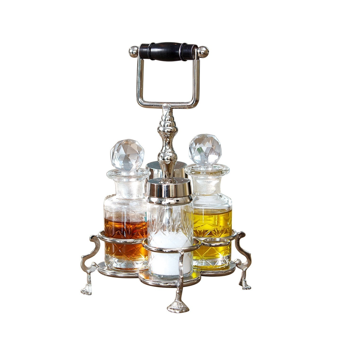 Ampolliera Fayetteville Set di spezie in vetro e metallo con tappi in cristallo, ideale per olio, aceto e sale