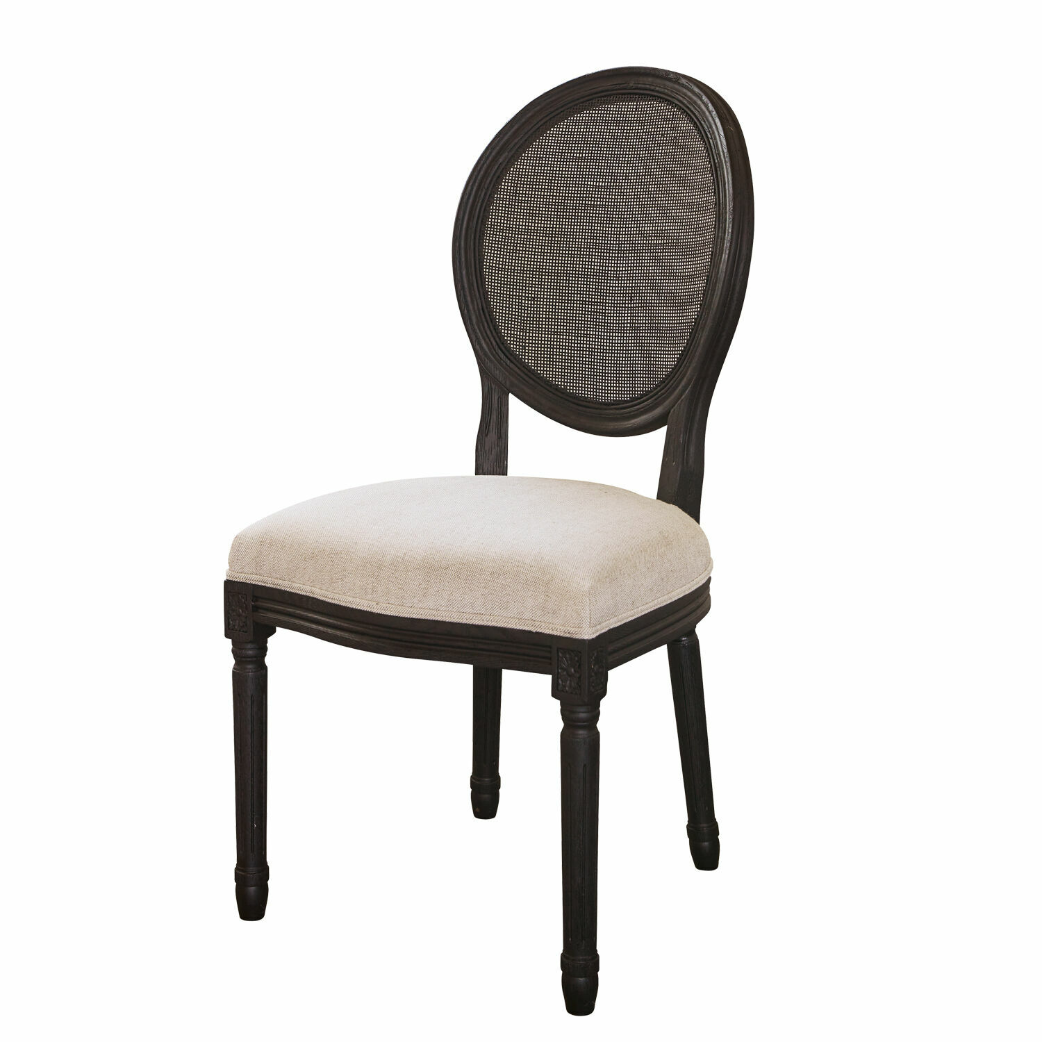 nero/bianco Sedia Danube in legno nero con seduta bianca, design classico per soggiorno e sala da pranzo