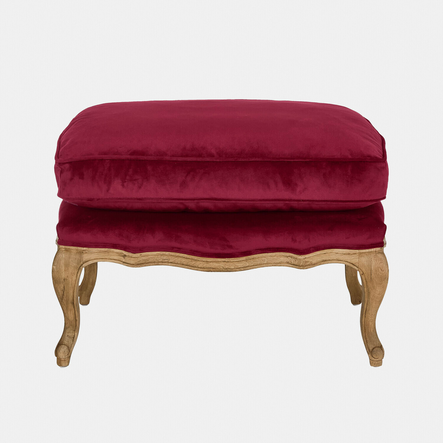 bordeaux/marrone Poggiapiedi Corlay in velluto bordeaux con struttura in legno marrone, mobile elegante per soggiorno