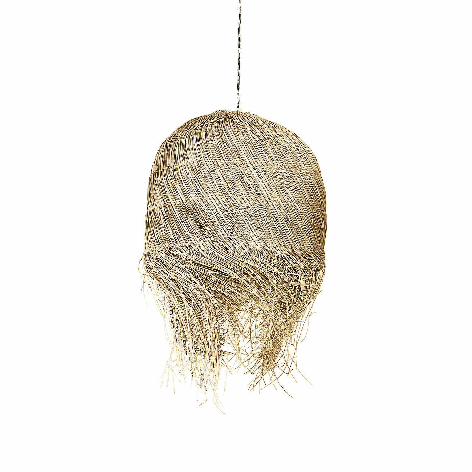 Paralume Little Shereena Lampada a sospensione in rattan naturale beige con frange decorative, stile boho