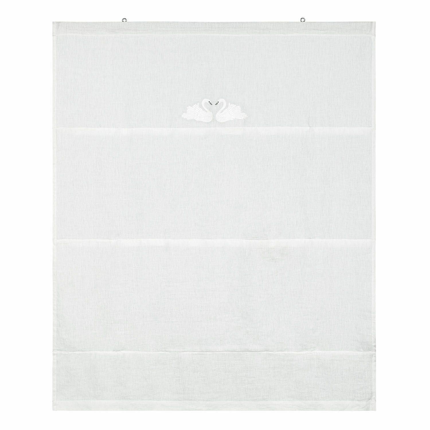 Cieco romano Rialuna Tenda bianca in lino con ricamo di cigni, decorazione leggera per finestra soggiorno