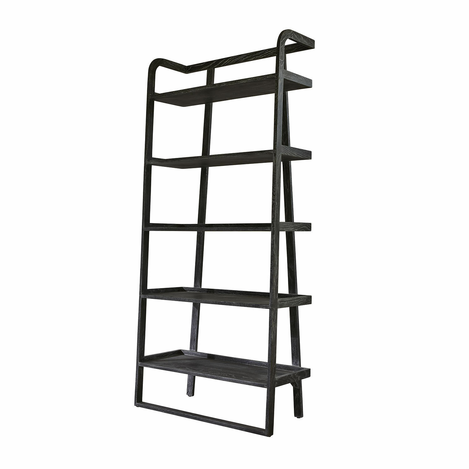 Scaffale Brelanon Libreria nera in legno con cinque ripiani per uno spazio di archiviazione moderno