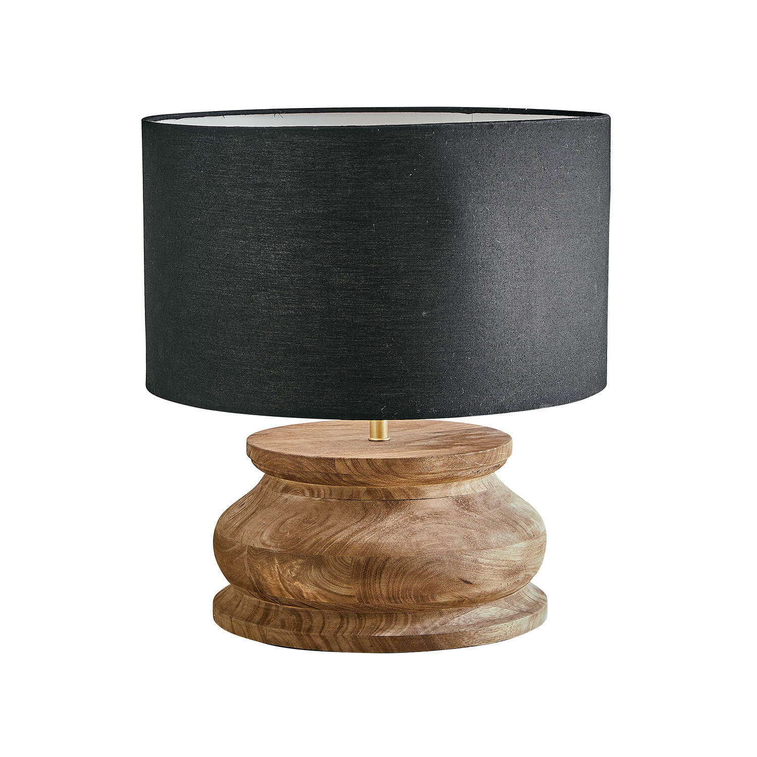 Lampada da tavolo Thérandon Lampada da tavolo con base in legno e paralume nero, design moderno per soggiorno