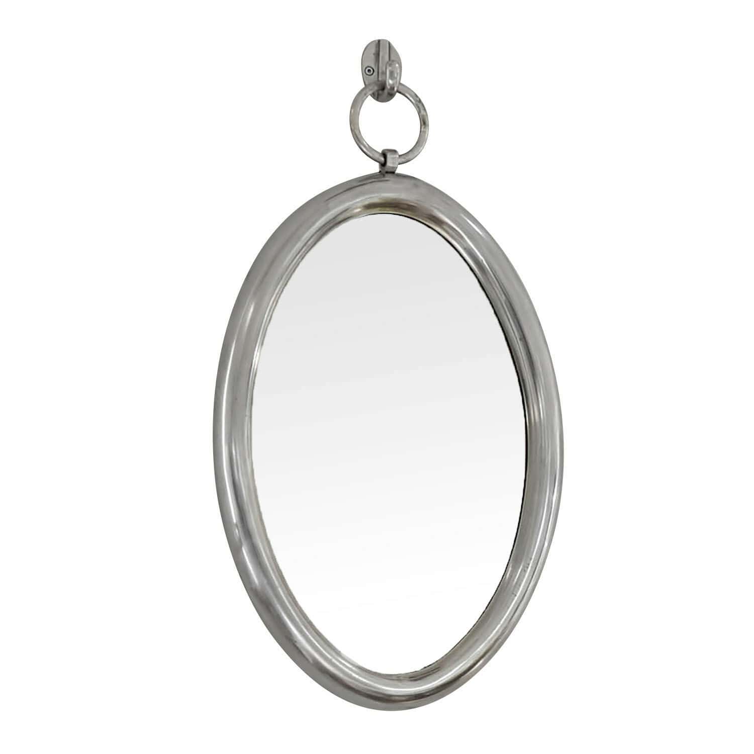 Specchio Thorsby Specchio da parete ovale con cornice in metallo argento per arredamento moderno