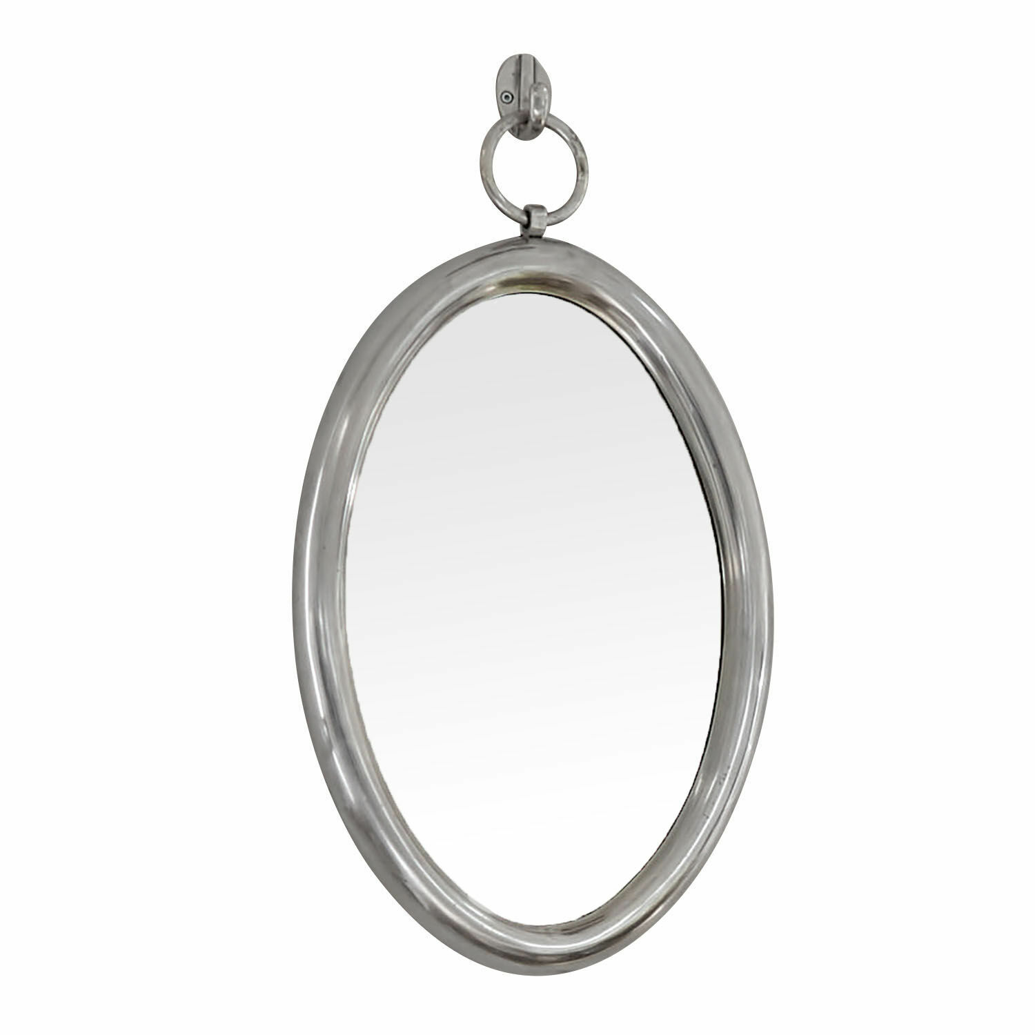 Specchio Thorsby Specchio da parete ovale con cornice in metallo argento per arredamento moderno