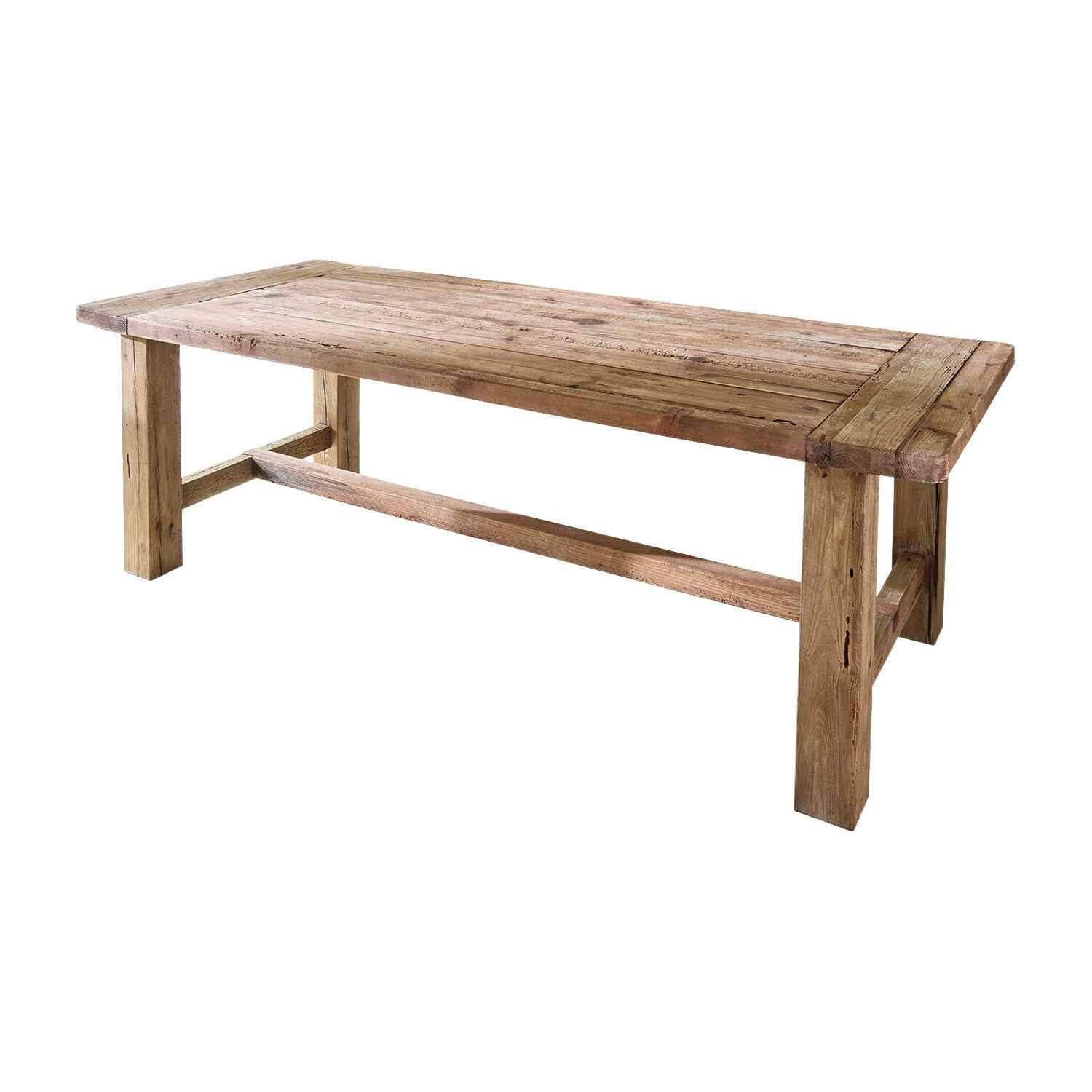 Tavolo Oteley Tavolo in legno massiccio colore naturale, design rustico per sala da pranzo o soggiorno