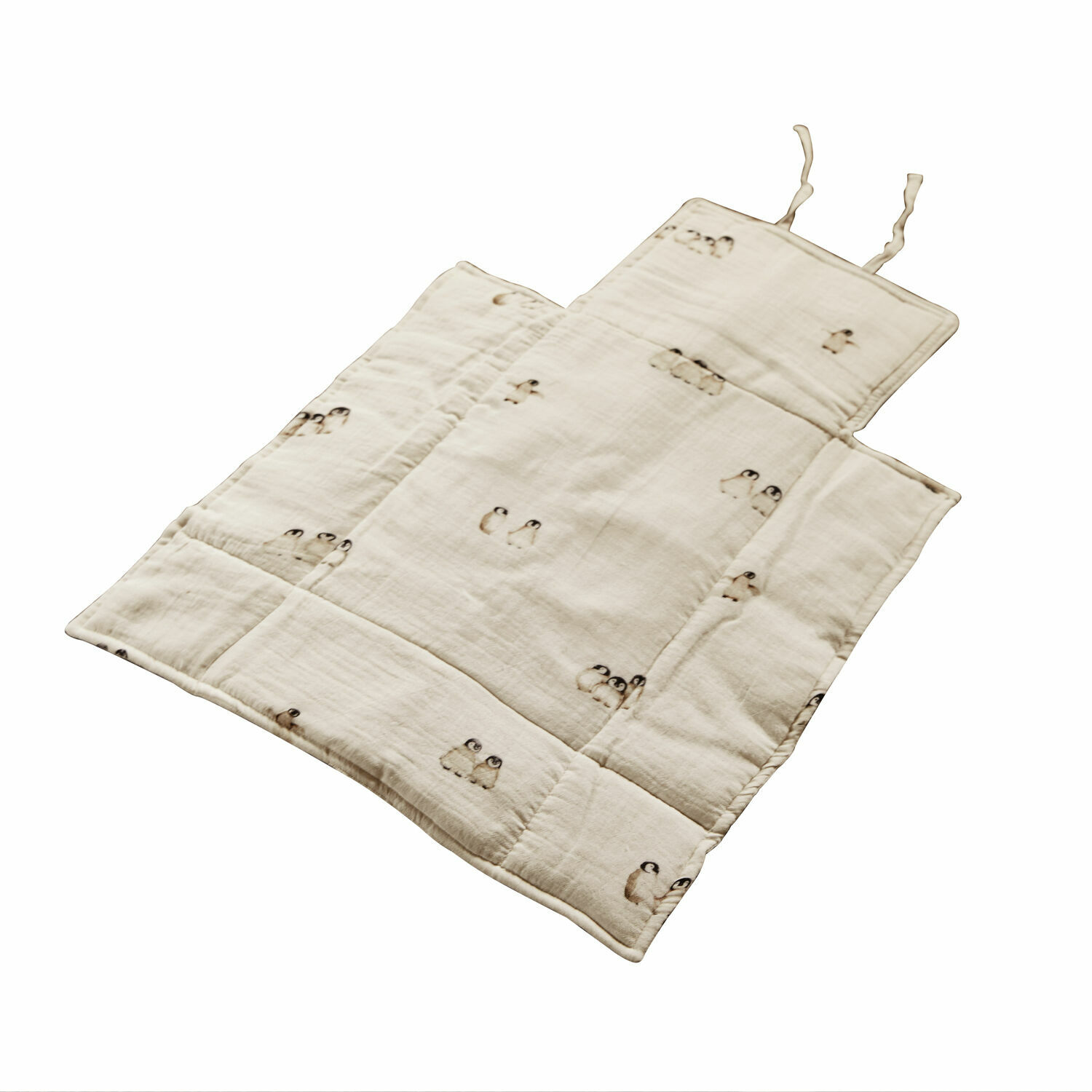 Coprifasciatoio Jocienne Tappeto morbido per bambini beige in cotone con stampa di piccoli pinguini, pratico e comodo per giocare