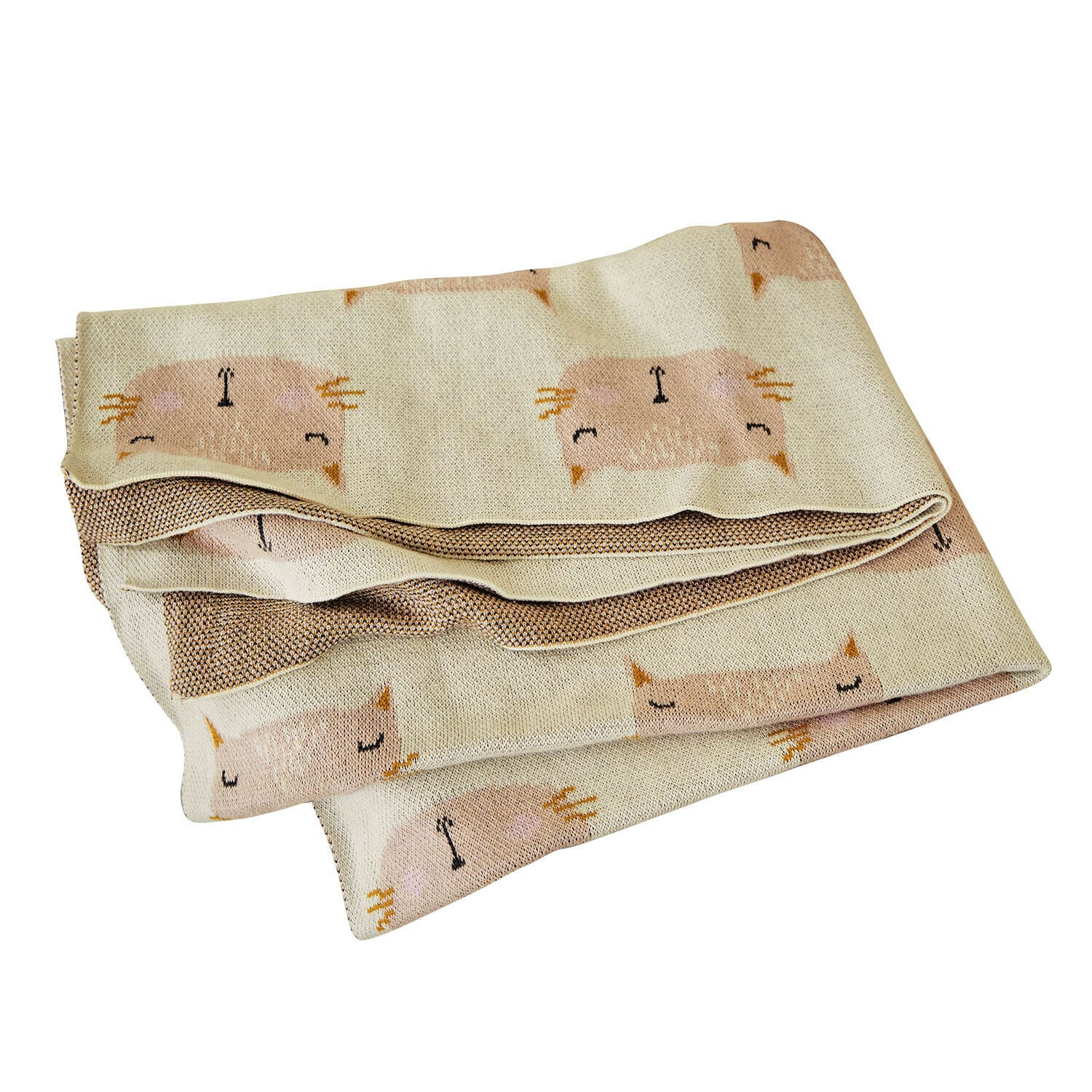 Coperta per animali domestici Layouna Coperta beige in tessuto morbido con motivo volto di gatto pastello, decorativa e confortevole