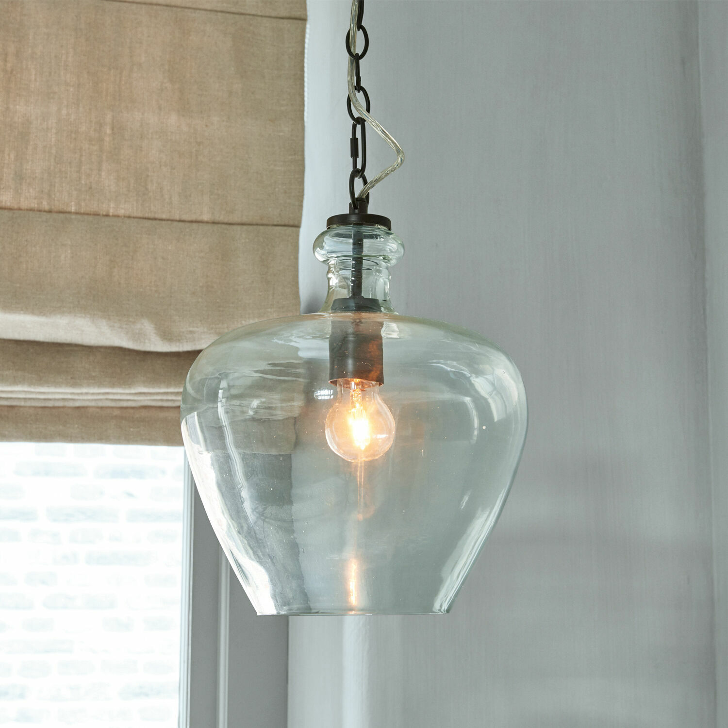 Lampada a sospensione Morazan Lampada a sospensione in vetro trasparente con lampadina, illuminazione moderna per soggiorno o cucina