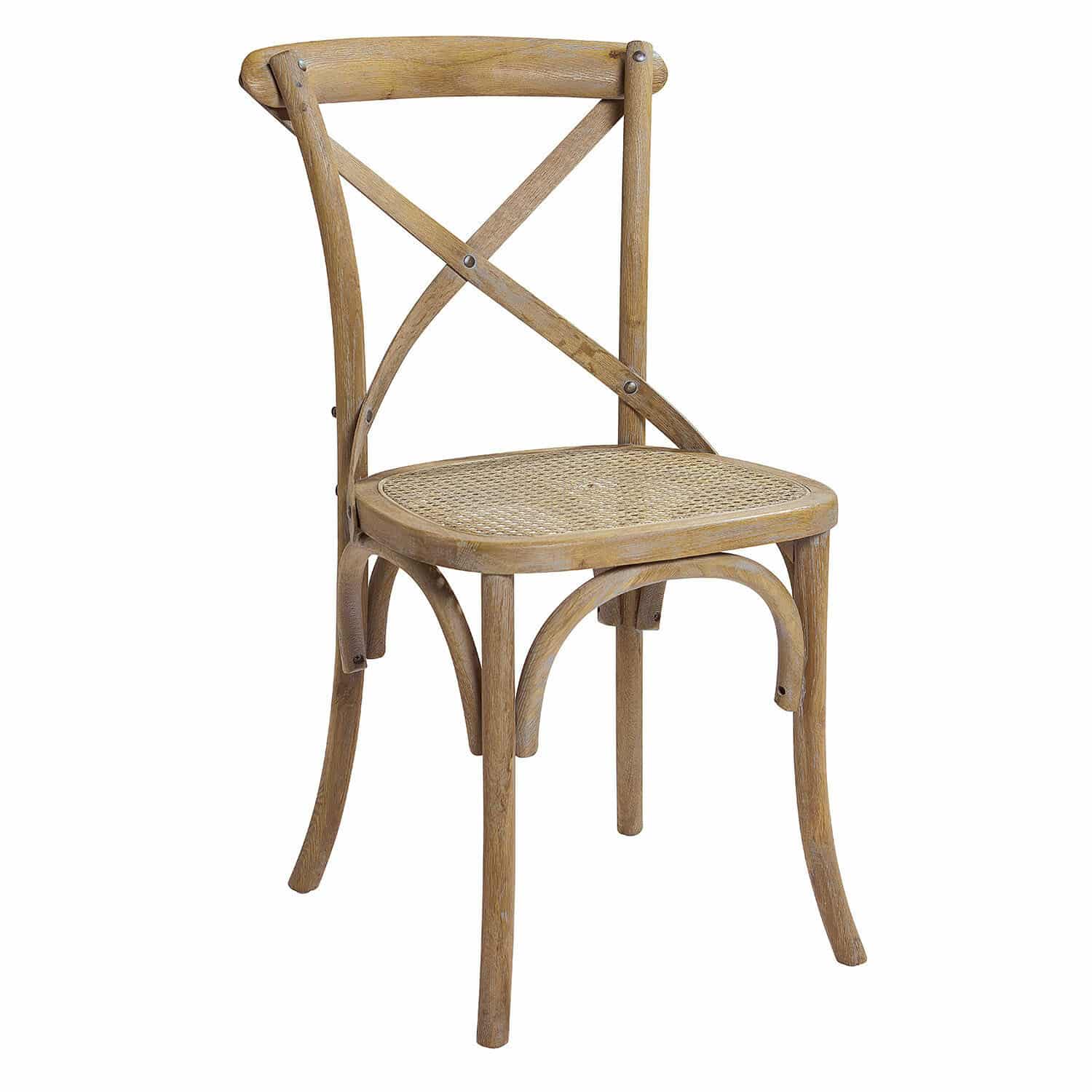 Sedia Kary Sedia in legno e rattan colore naturale con schienale a X per sala da pranzo