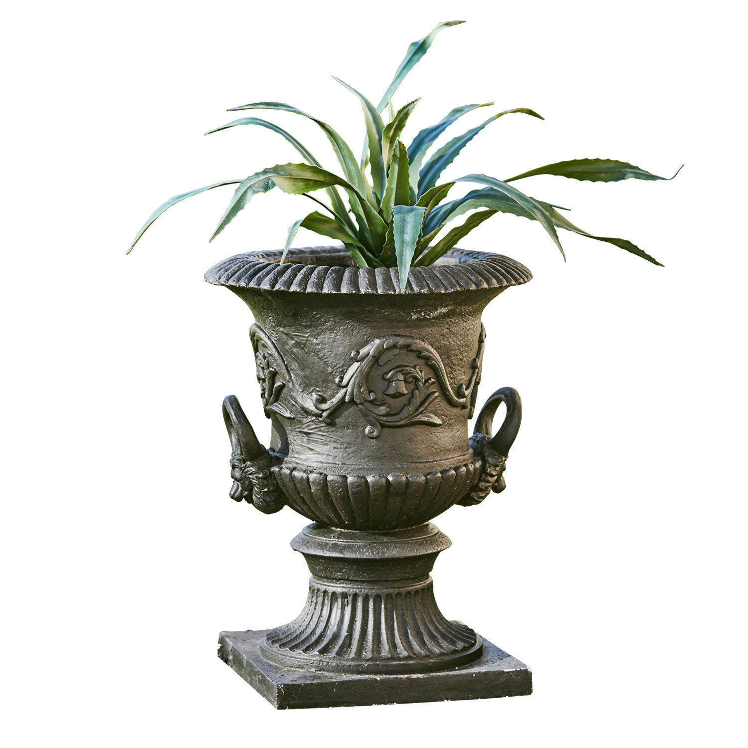 Anfora Joselyn Vaso nero in plastica con pianta verde, decorazione elegante per giardino