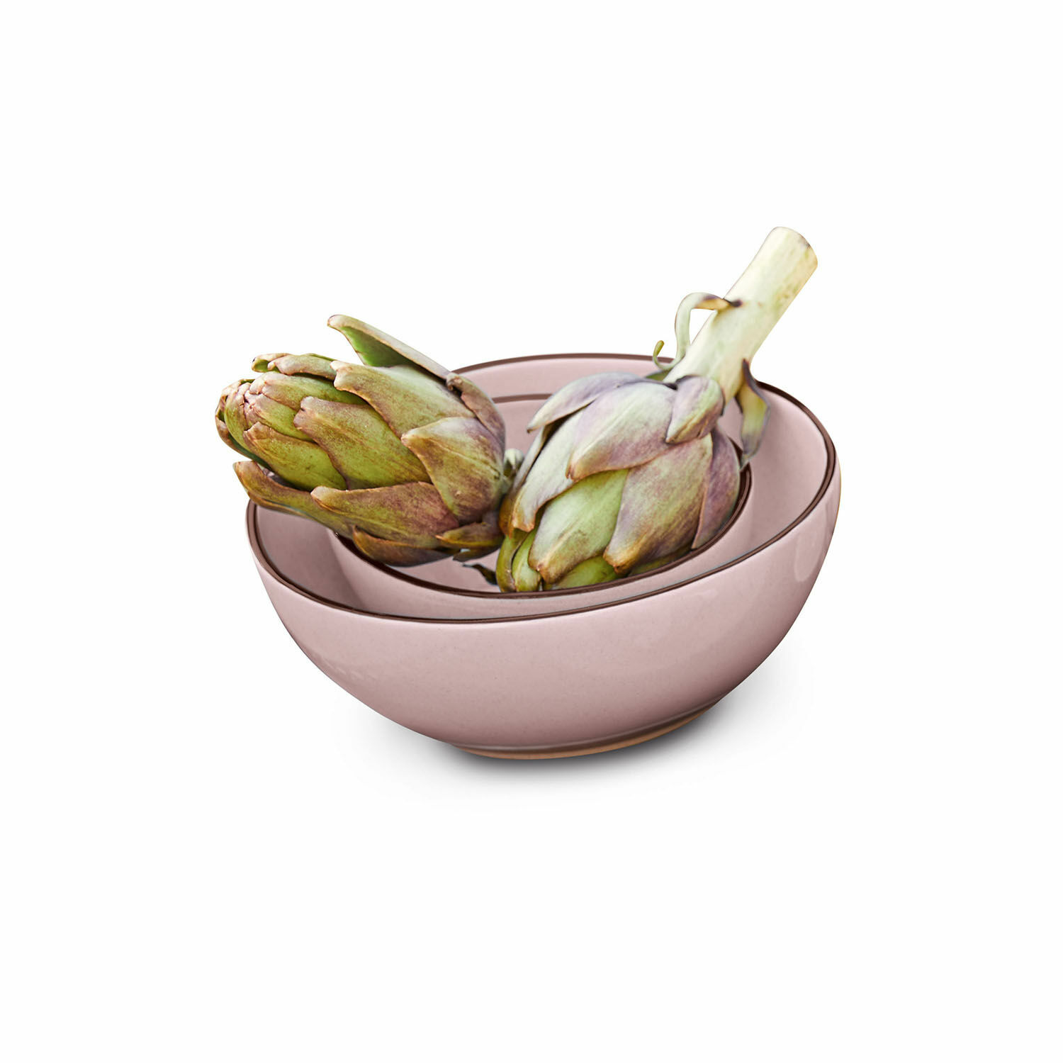 Coppia di ciotole Biarré Ciotola in ceramica rosa con due carciofi, ideale per decorazione e conservazione