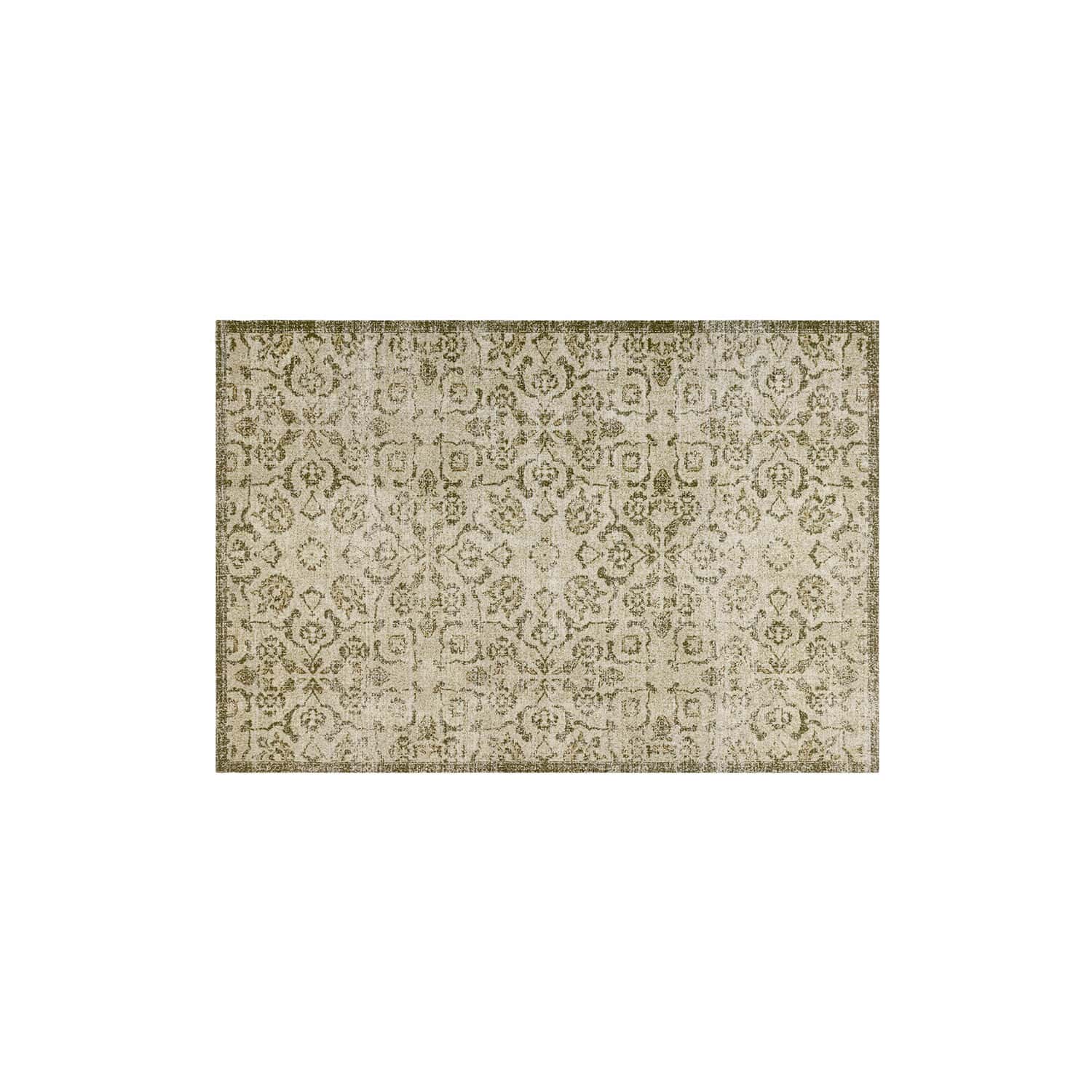Tappeto Calperino Tappeto vintage beige e verde con motivo decorativo, materiale morbido per interni eleganti