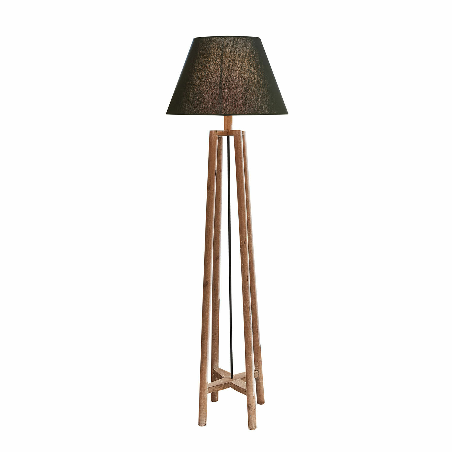 marrone/nero Lampada da terra Edgewood in legno marrone con paralume nero per interni