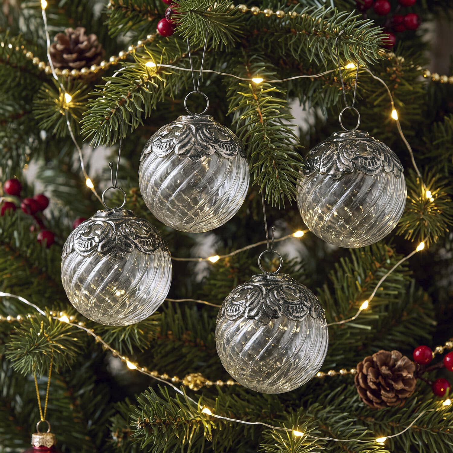 Set di 4 palline di Natale Valévoise