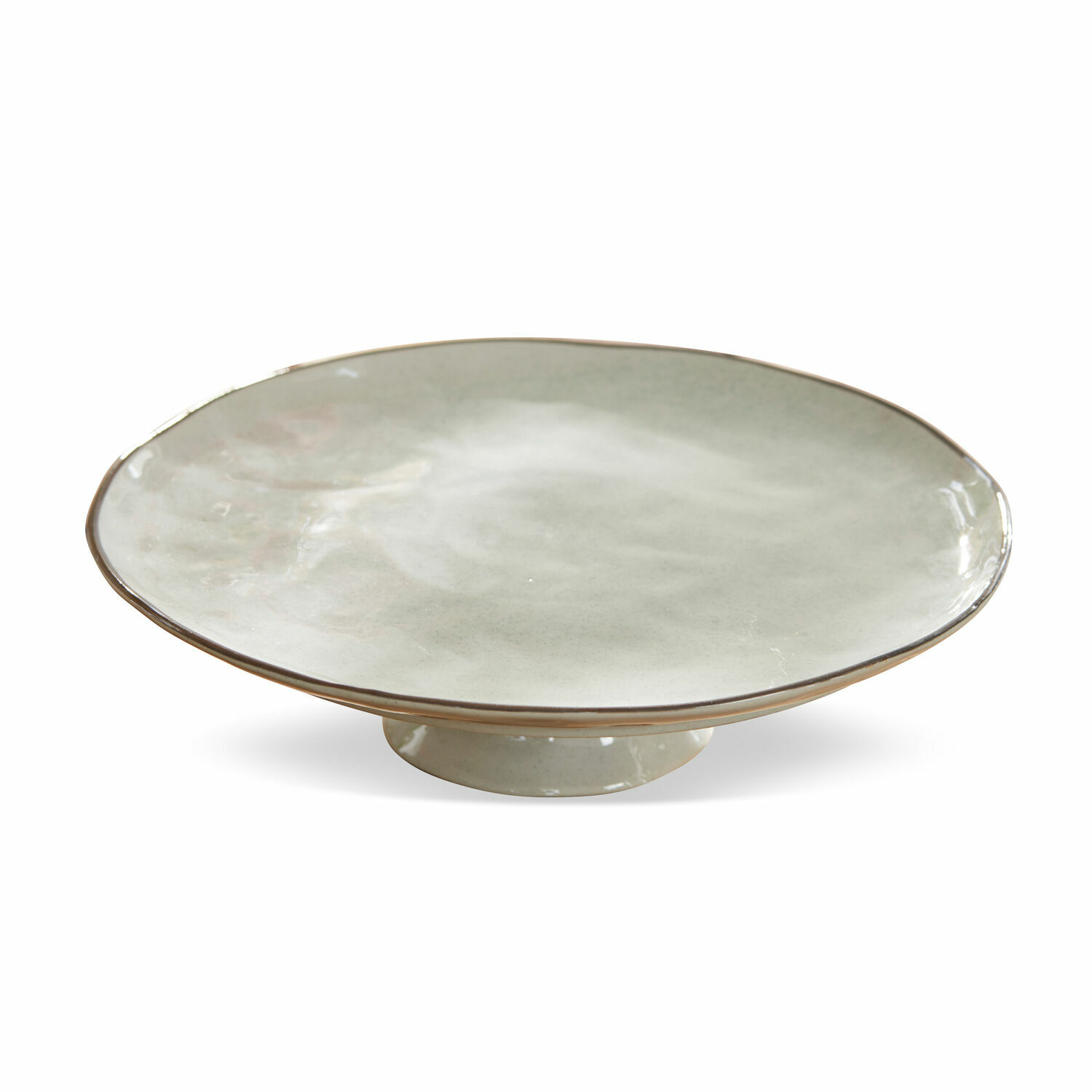 Piatto alzato Biarritz in ceramica grigia, elegante piatto decorativo per la casa