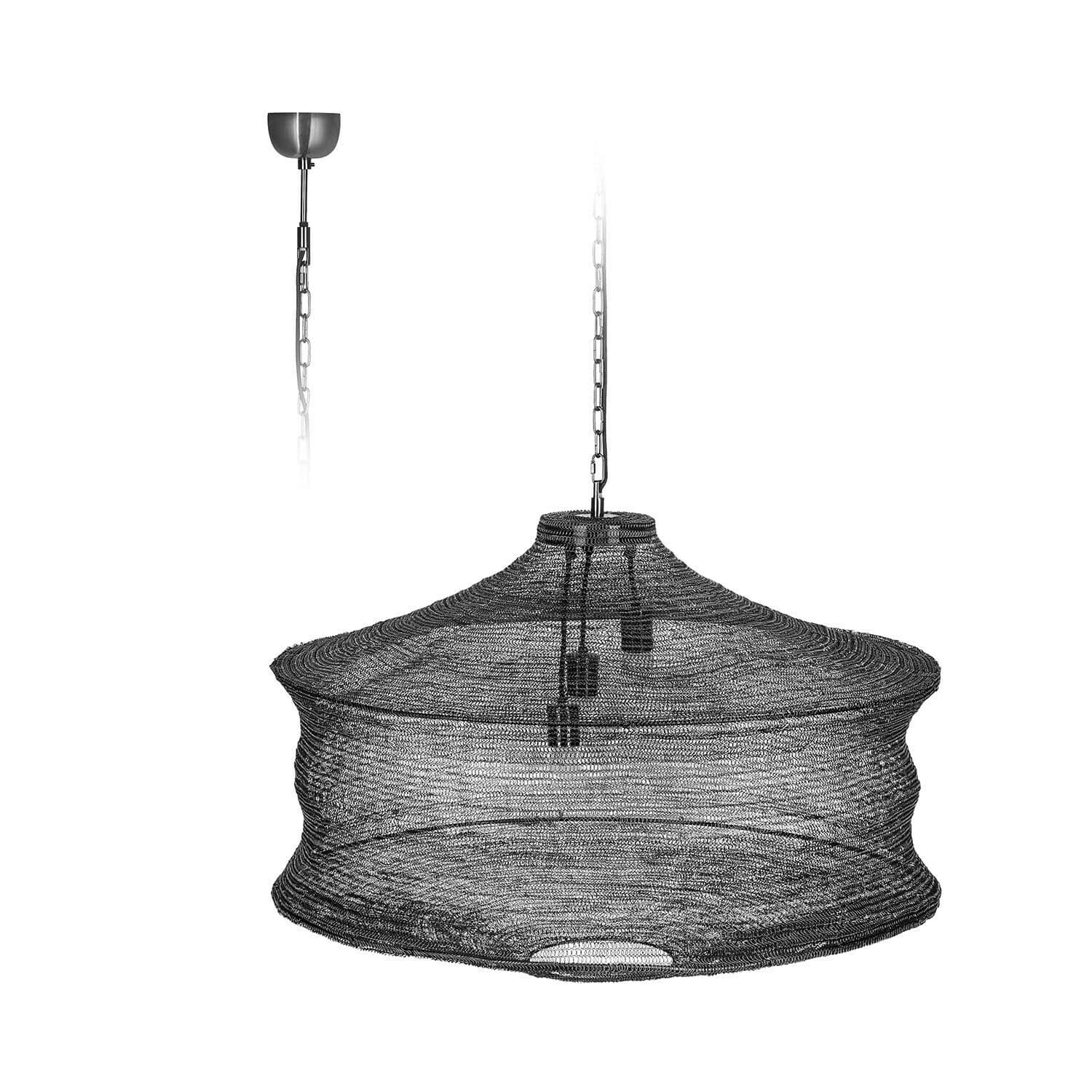 Lampada a sospensione Valerique Lampada a sospensione in rete metallica nera dal design moderno per soggiorno e sala da pranzo