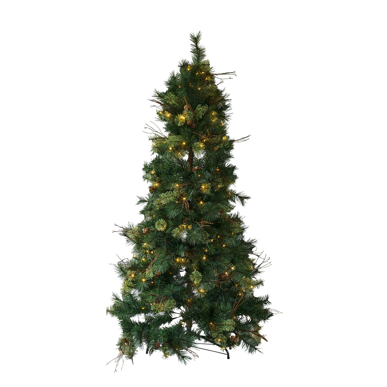 Albero di Natale Yundra Albero di Natale artificiale verde con aghi e luci LED calde, decorazione natalizia