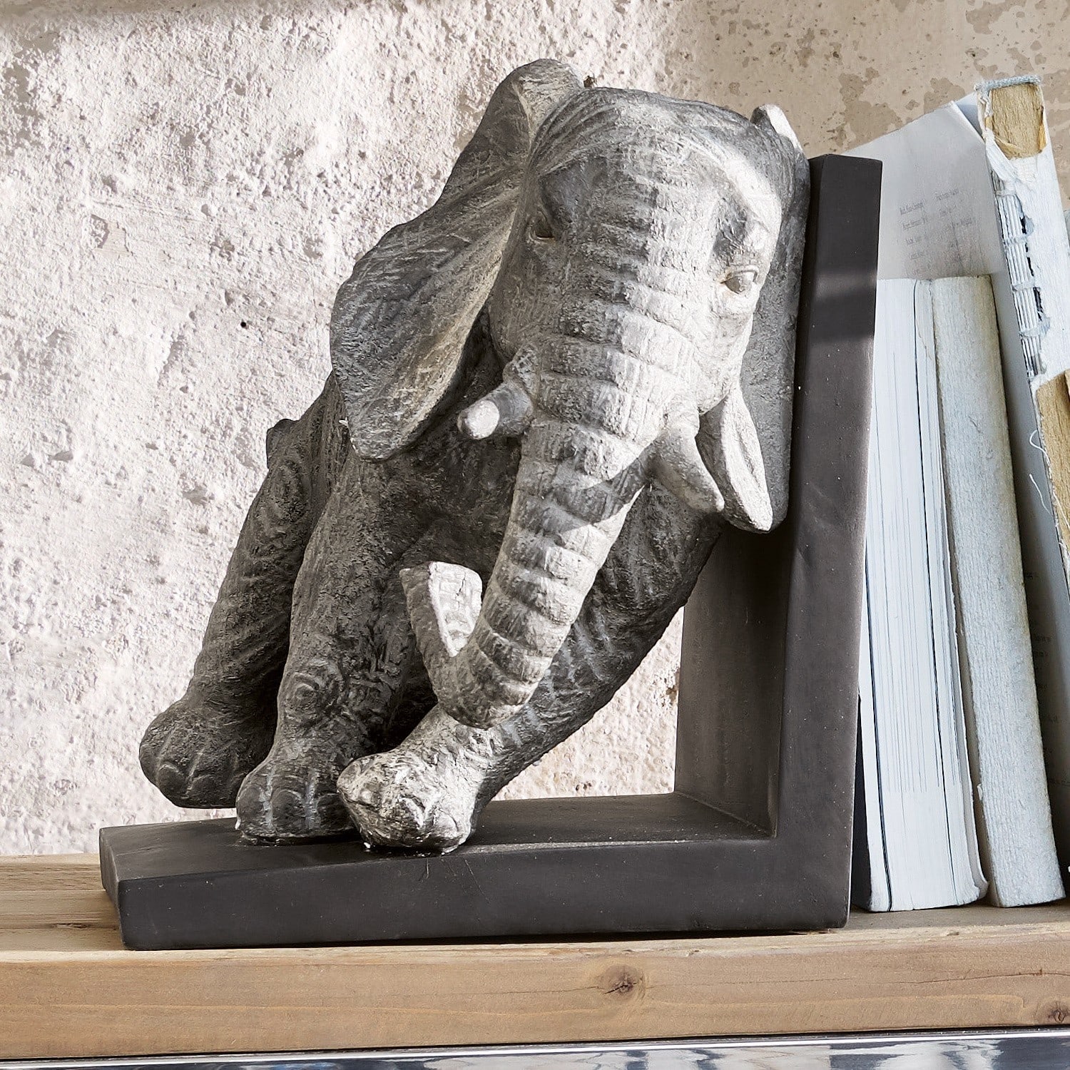 Coppia di reggilibri Elephants