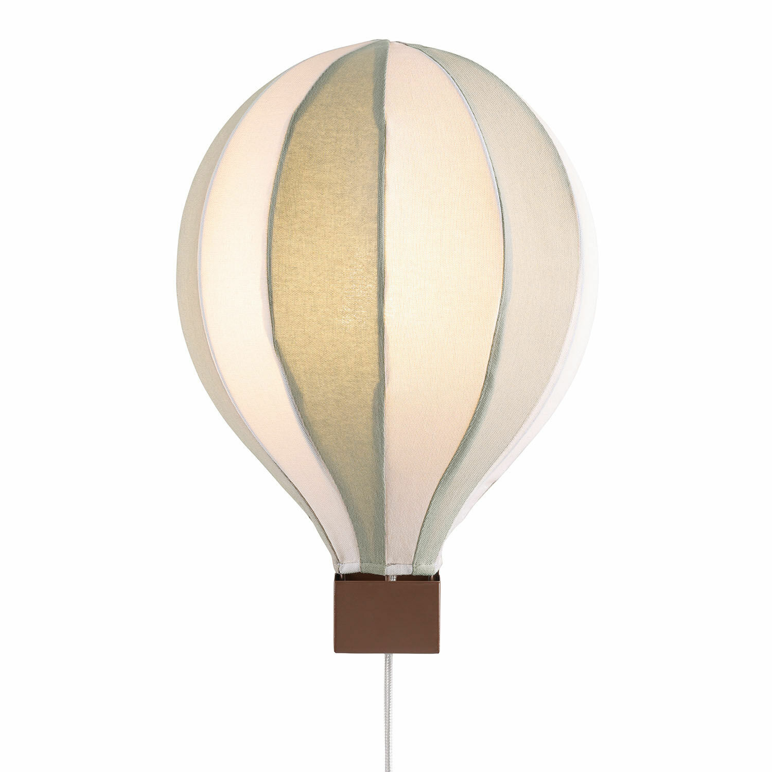 Lampada da parete Merrybean Lampada a forma di mongolfiera in tessuto crema e verde con cestino marrone, luce decorativa per cameretta