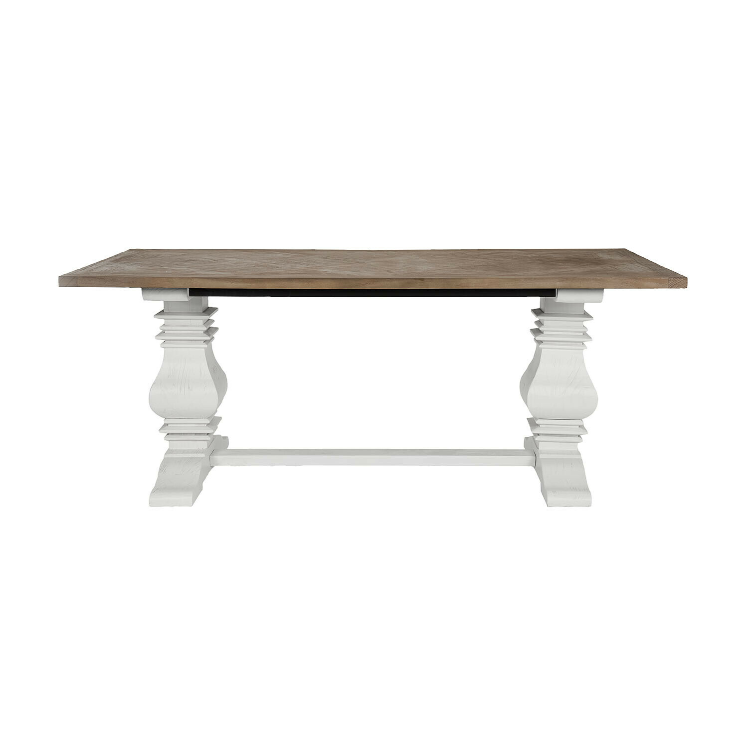 marrone/bianco antico Tavolo Quillancourt con piano marrone e base in legno bianco antico, design classico per sala da pranzo