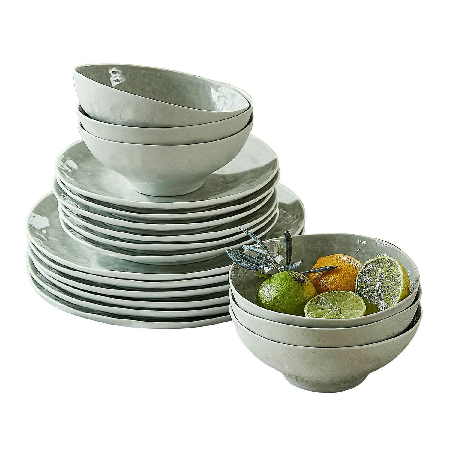 Set di 30 stoviglie Braganza Set di ciotole e piatti in ceramica grigia per uso quotidiano in cucina