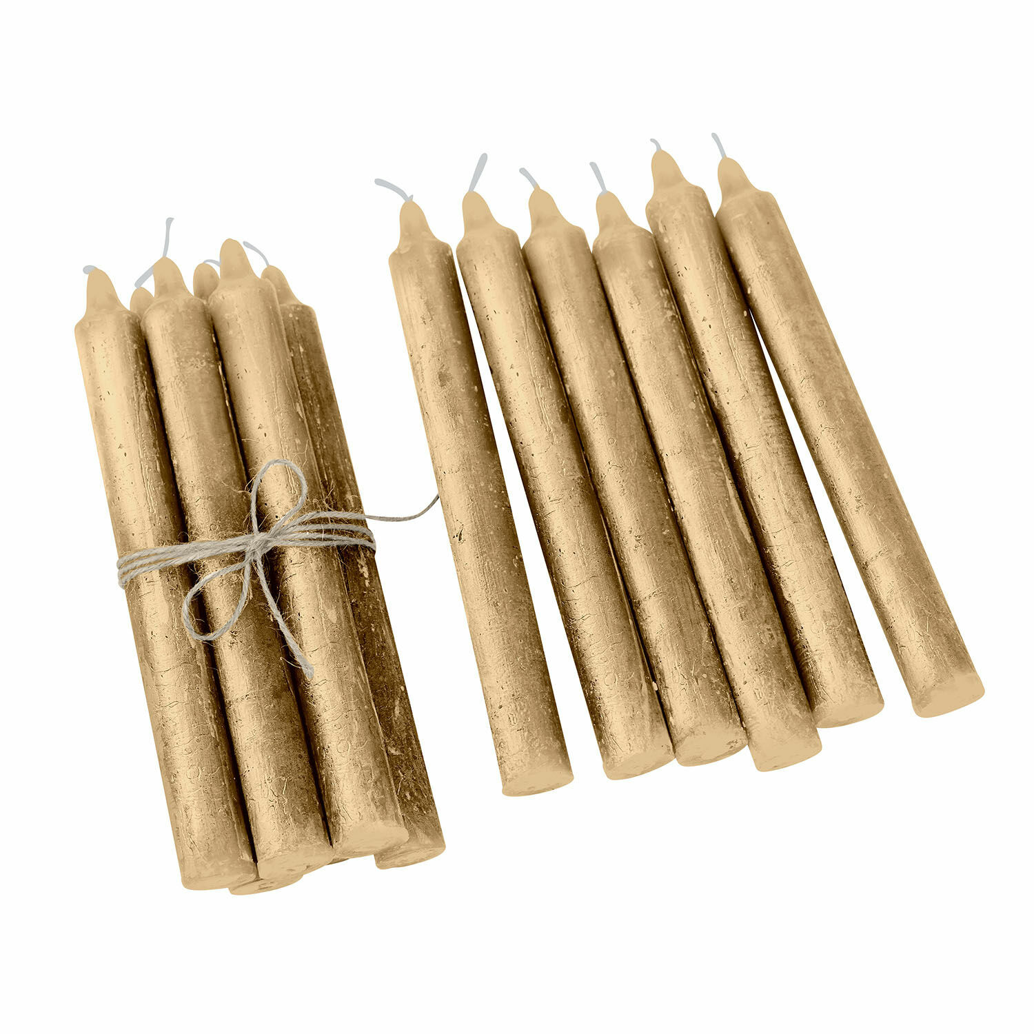 dorato Set di 12 candele Bauceau dorate in cera, accessorio decorativo elegante per la casa