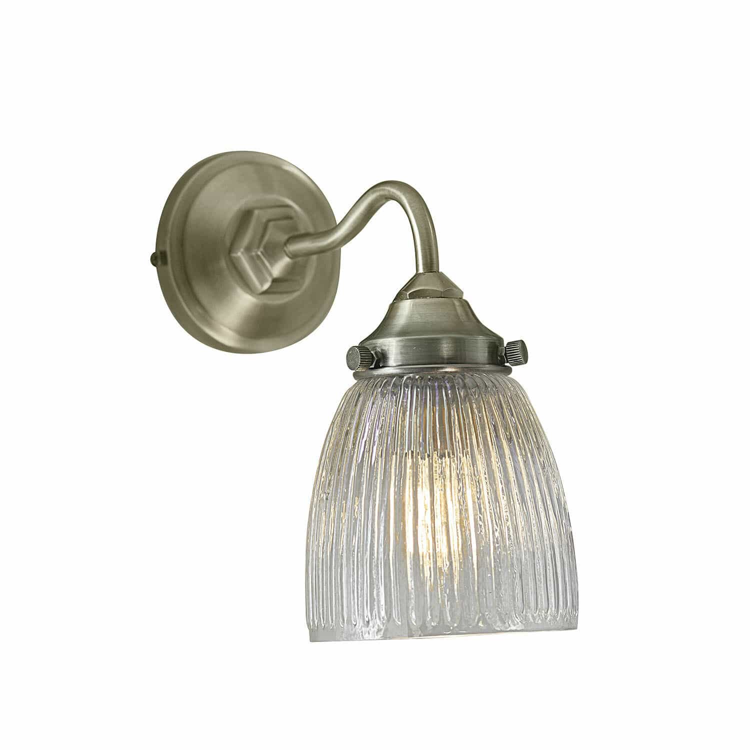 Lampada da parete Tanaelva Applique da parete in metallo con paralume in vetro trasparente, illuminazione moderna per interni