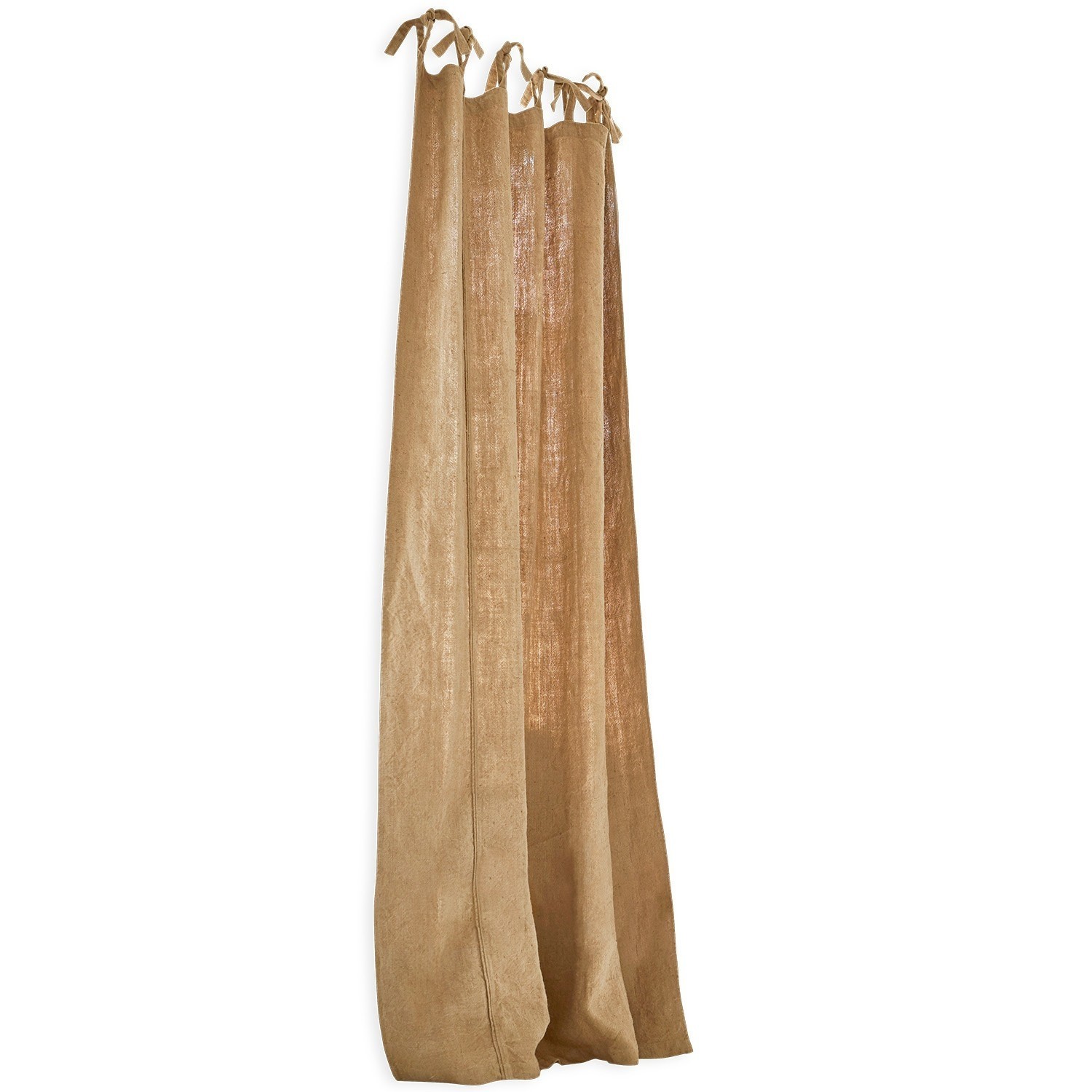 Tenda Uma Tenda beige in lino naturale con nastri annodati, tessuto leggero e decorativo per interni