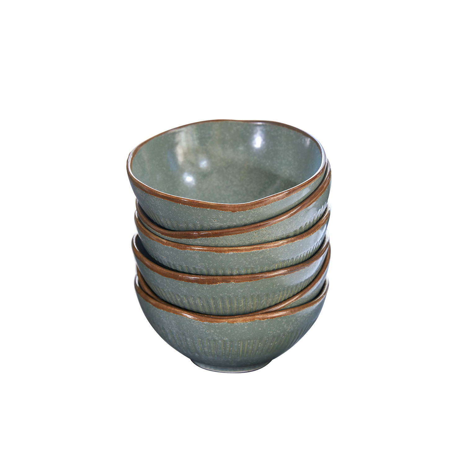 turchese/marrone Set di 6 ciotole in ceramica turchese e marrone con design rustico per cucina