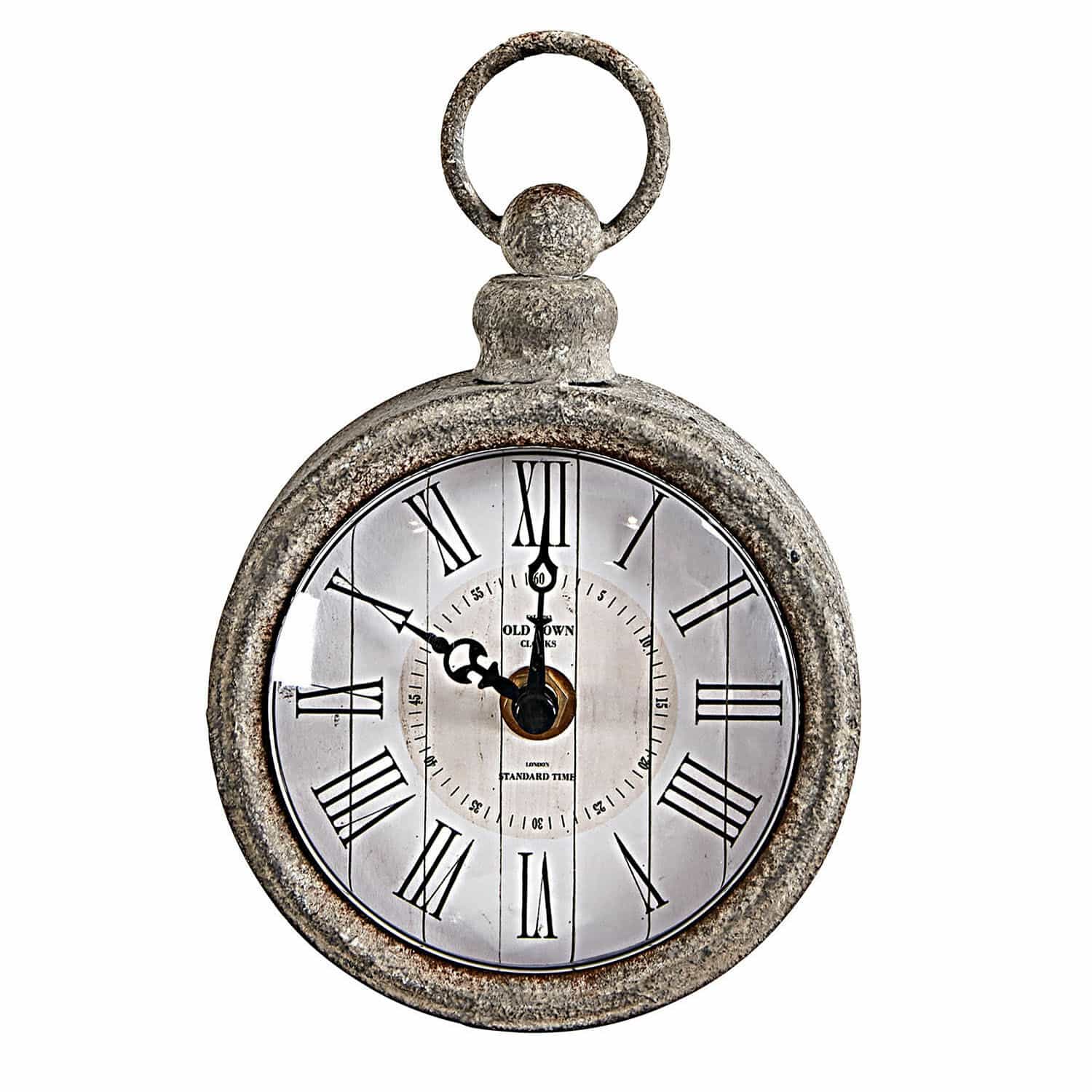 Orologio Vivacique Orologio da parete vintage con cornice metallica grigia e numeri romani in stile classico