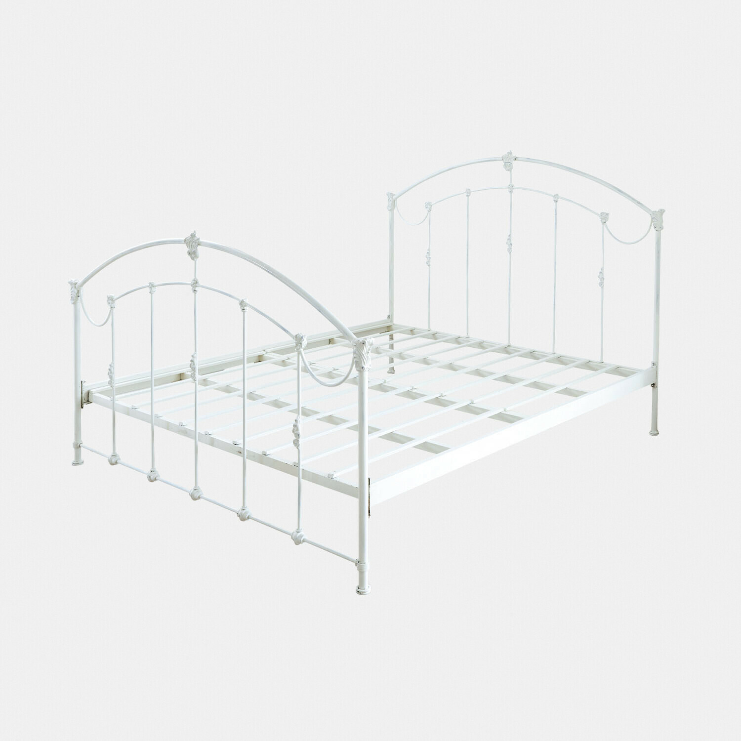 bianco Letto in metallo bianco Canefield con struttura decorativa e design classico per camera da letto